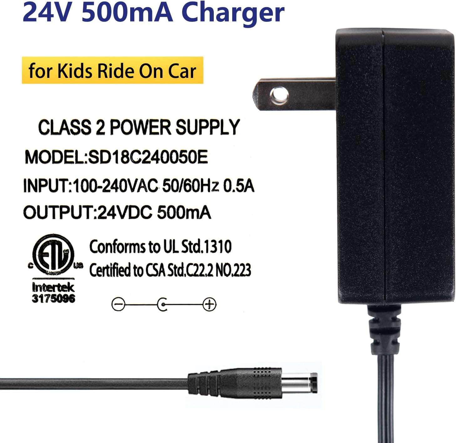 24V Charger for Ride on Car, 24 Volt Kids Battery Charger with Charging Indicato