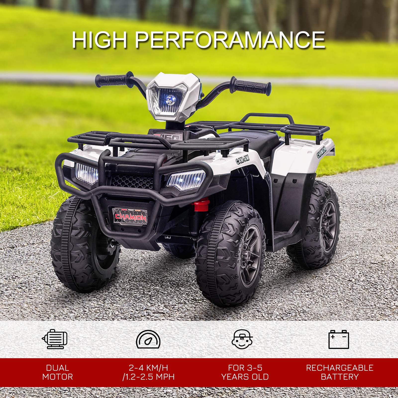 Aosom 12V Kids ATV w/ Forward Backward Function Music, Headlights, Pink