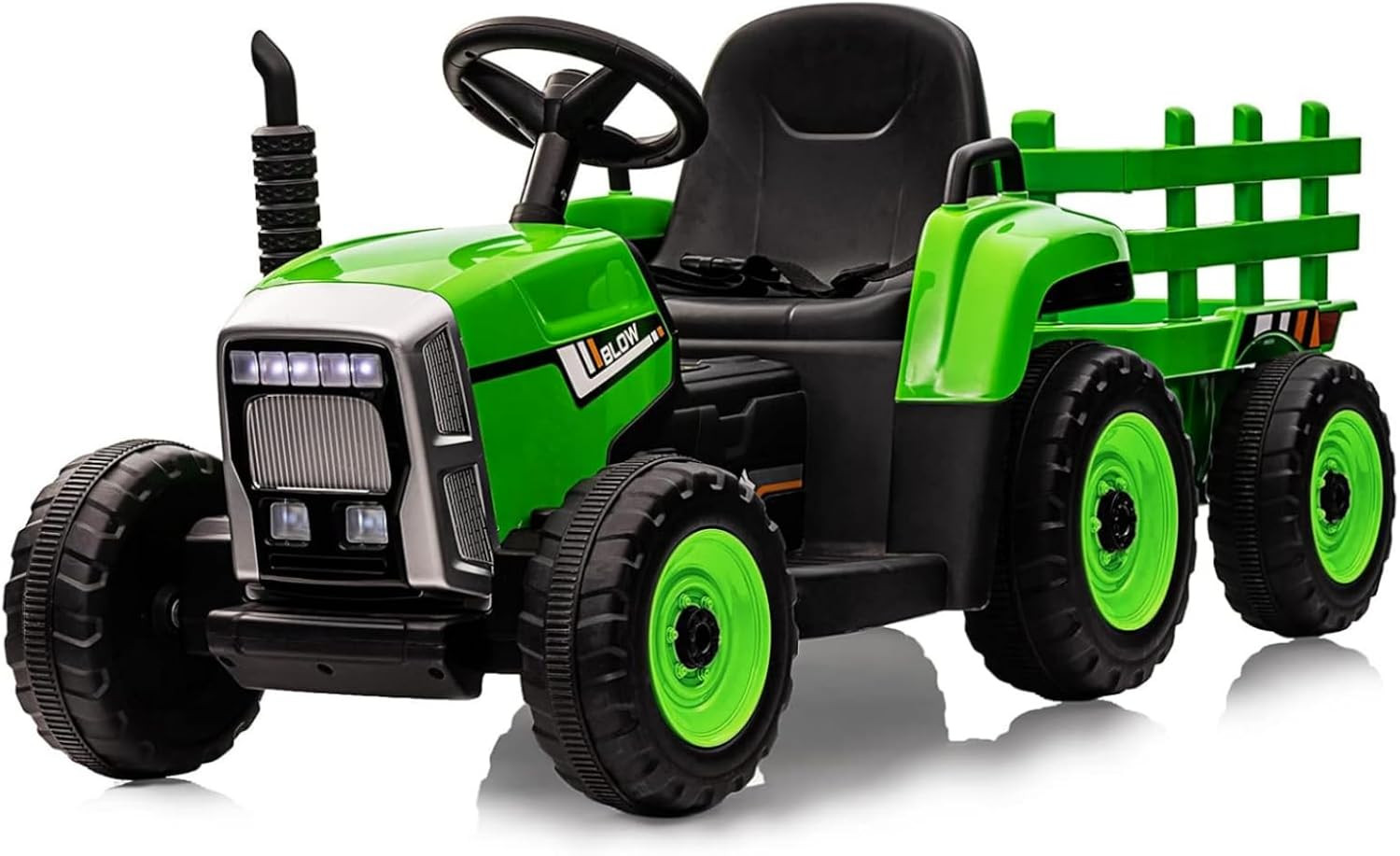 12V Kids Ride on Tractor with Trailer & Remote Control, Electric Tractor for Tod
