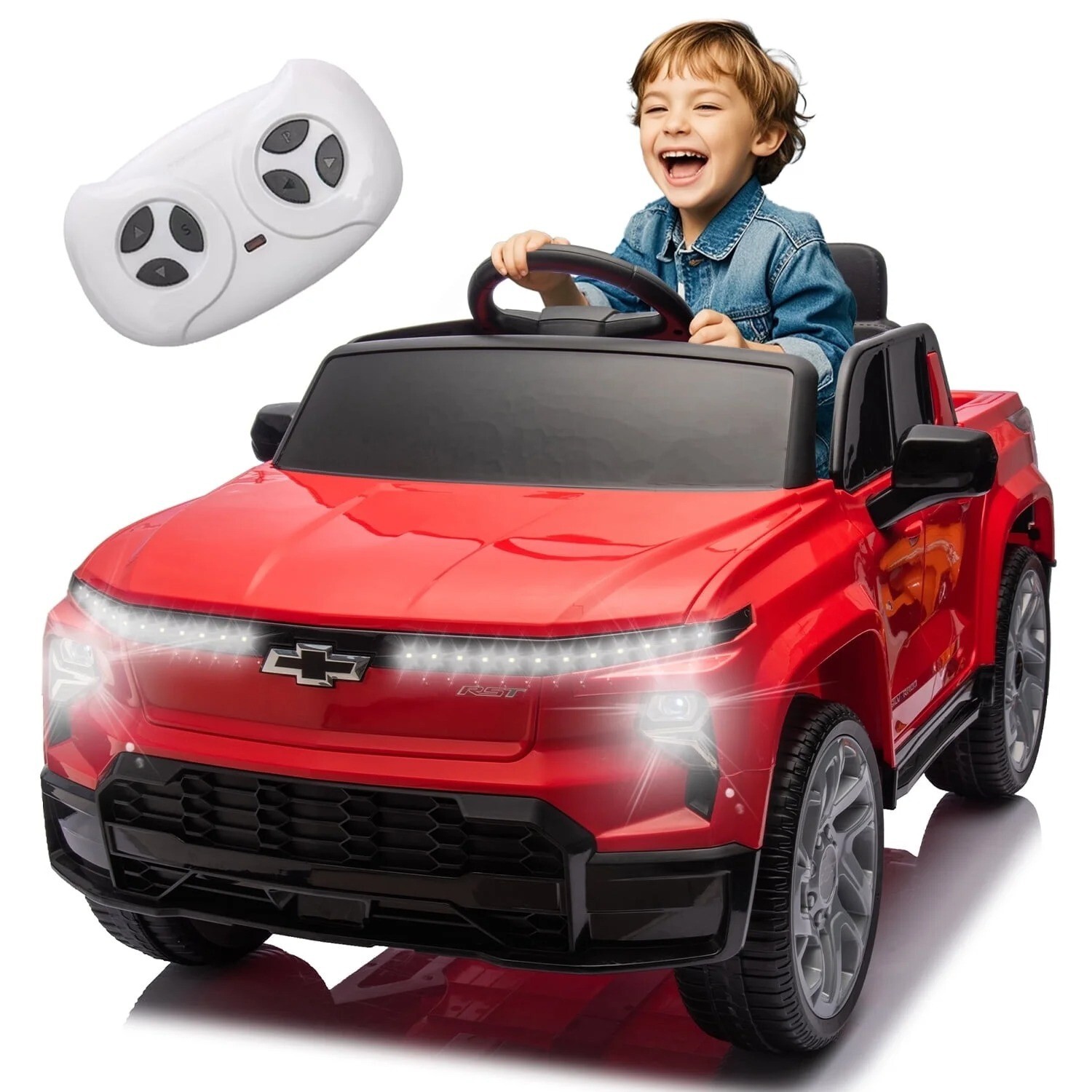 24V Electric Car Licensed Chevrolet Silverado Kids Ride on Truck with Remote Red