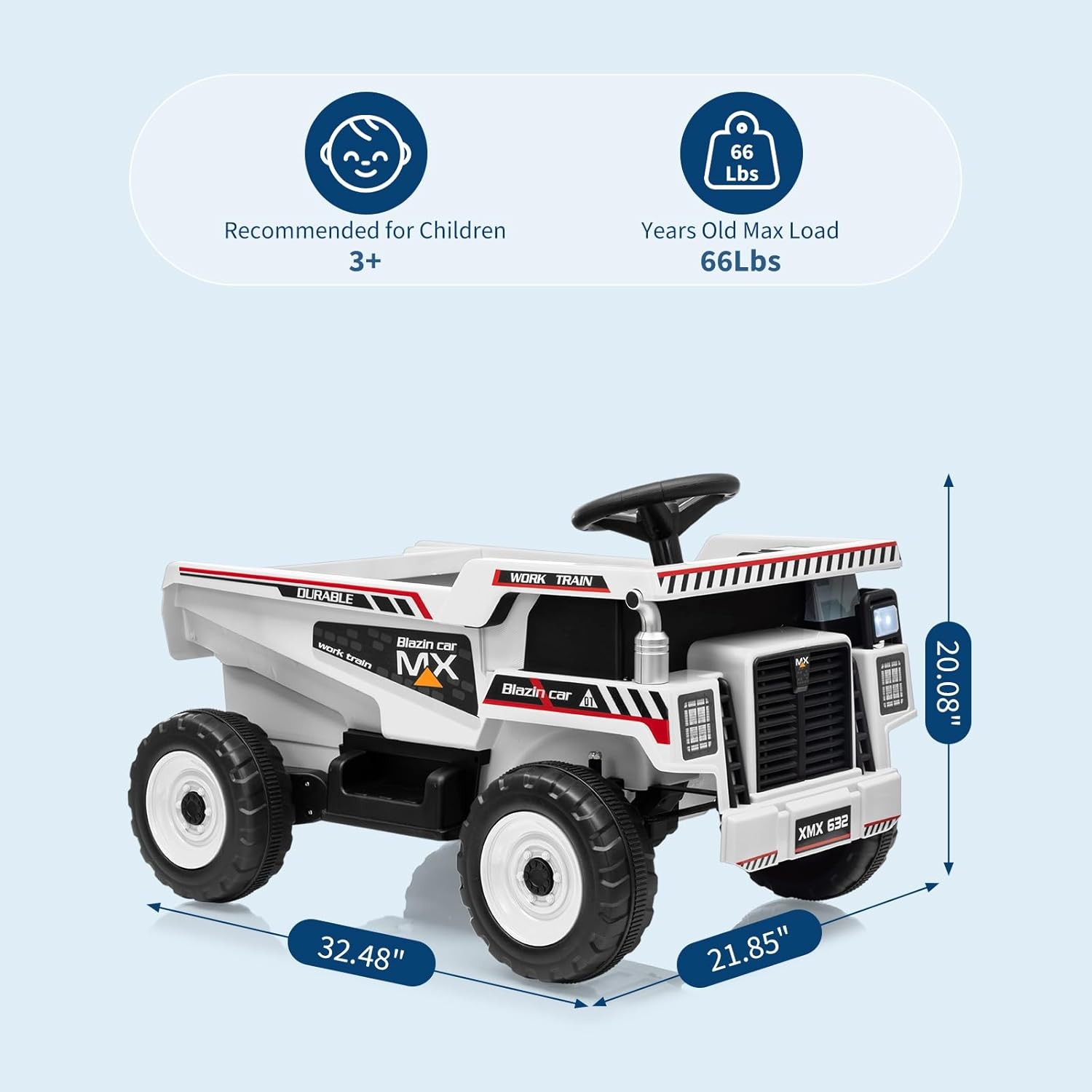 12V Kids Ride on Toy Car Dump Truck with Electric Dump Bed Construction Vehicles
