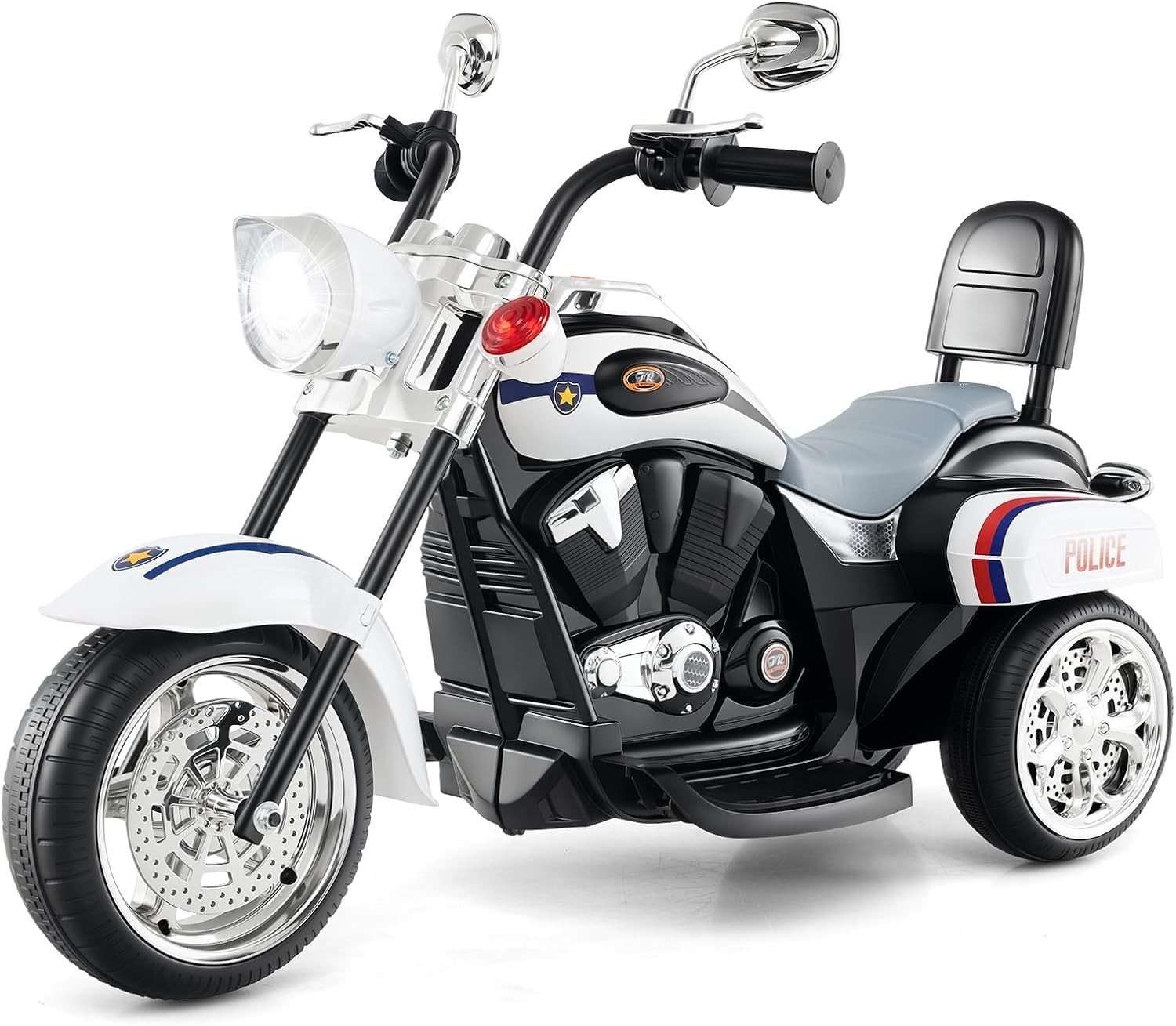 Certified Kids Motorcycle, 6V Ride on Chopper w/Lights, Horn