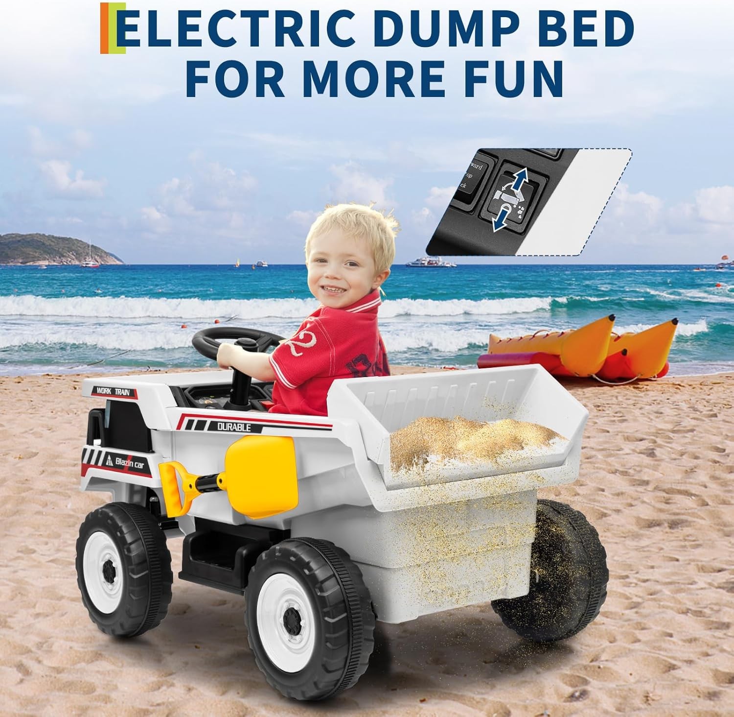 12V Kids Ride on Toy Car Dump Truck with Electric Dump Bed Construction Vehicles