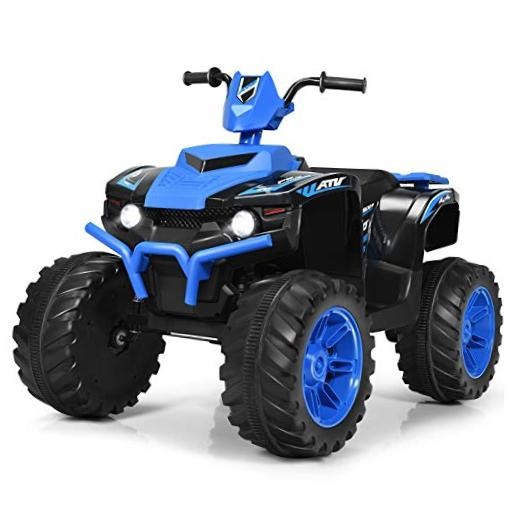 Kids ATV Battery Powered Electric Vehicle w/LED Lights, High & Low 12V Blue