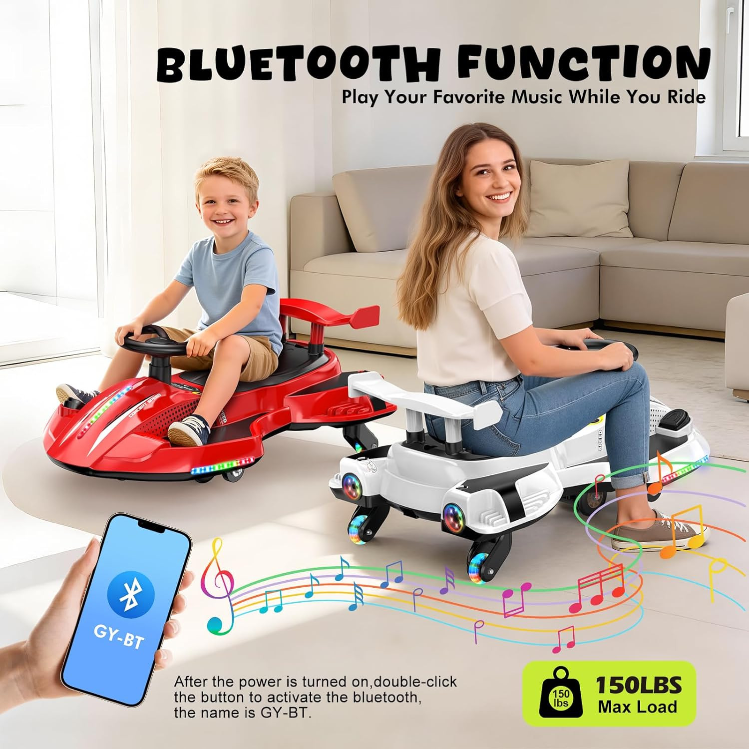 12V Electric Wiggle Car Ultra with Pedals, Rechargeable Swing & Drift Car, Anti-