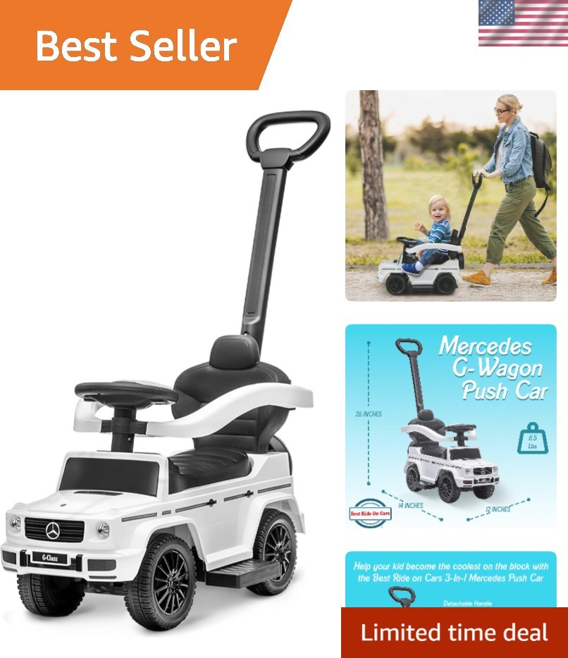 Stylish 3-in-1 Mercedes G-Wagon Ride-On for Toddlers 1-3 – Music & Safety