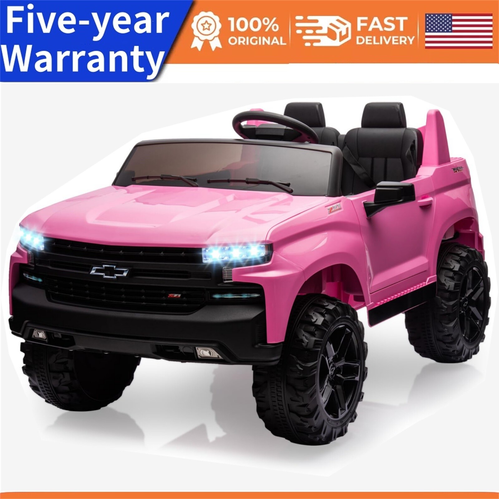 🍎Ride On Toys 24V 2-Seater for Licensed Chevrolet Silverado 3 Speeds MP3 Player