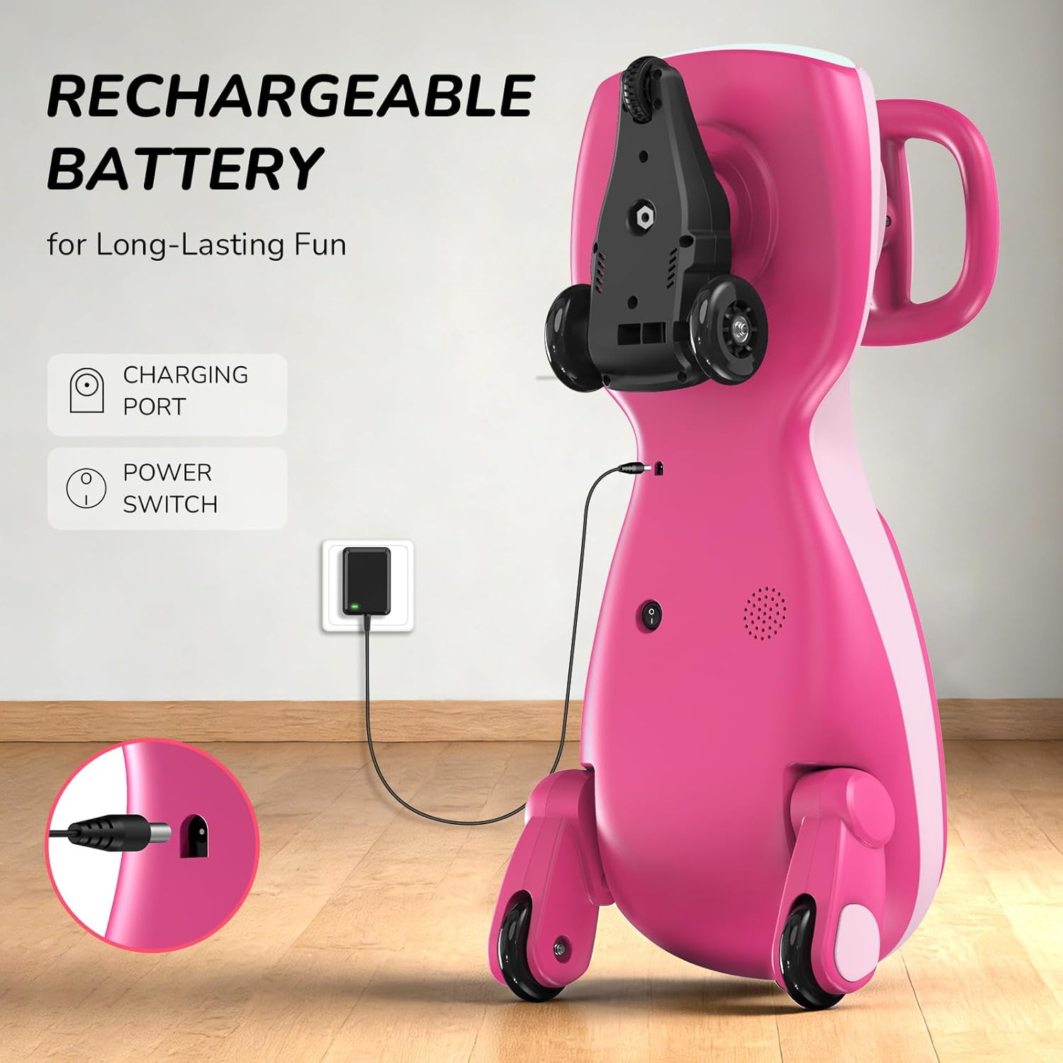12V Electric Wiggle Car for Kids with Pedal, Display, Rechargeable Battery, LED