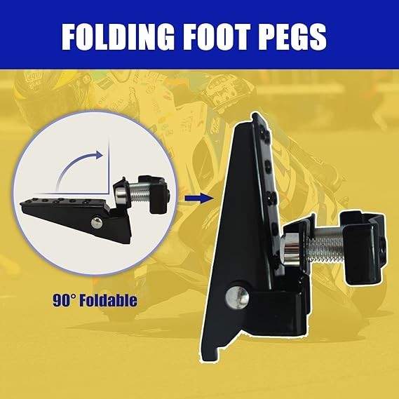Universal Motorcycle Foot Pegs: Bike Footpegs Folding Pedal Fit for Mini Bike AT