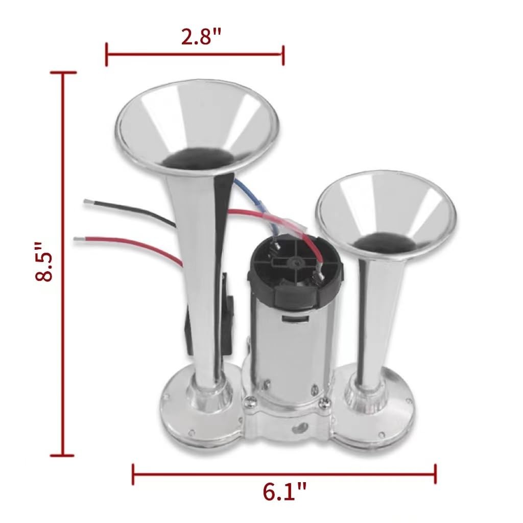 12V 600DB Car Air Horn Super Loud Dual Electric Kit With Compressor Silver