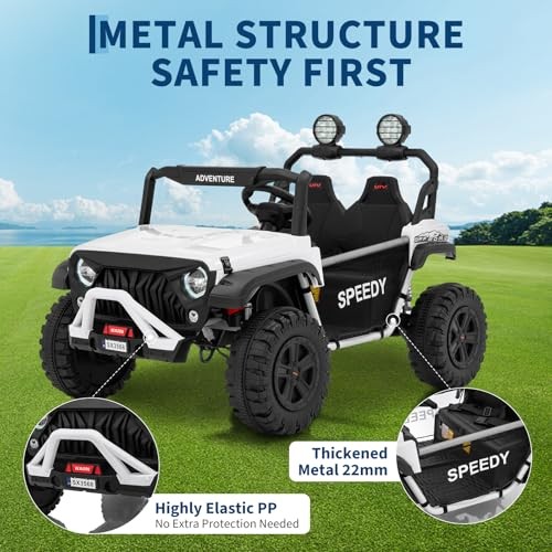 2 Seater Ride on Car for Kids, 24V Ride on Toy, Fast 4.97MPH Truck, White-new