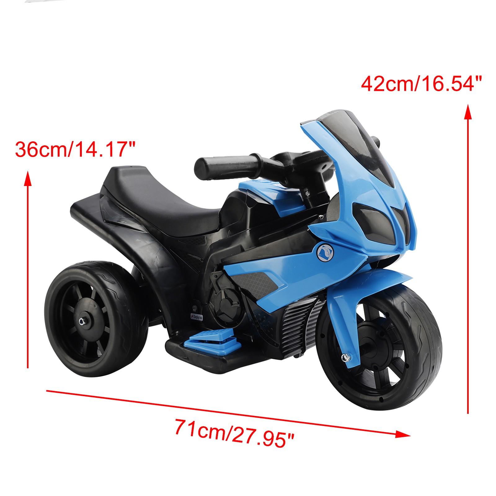 3Wheel 6V Kid Ride On Motorcycle Electric Toy With Remote Control LED Light Blue