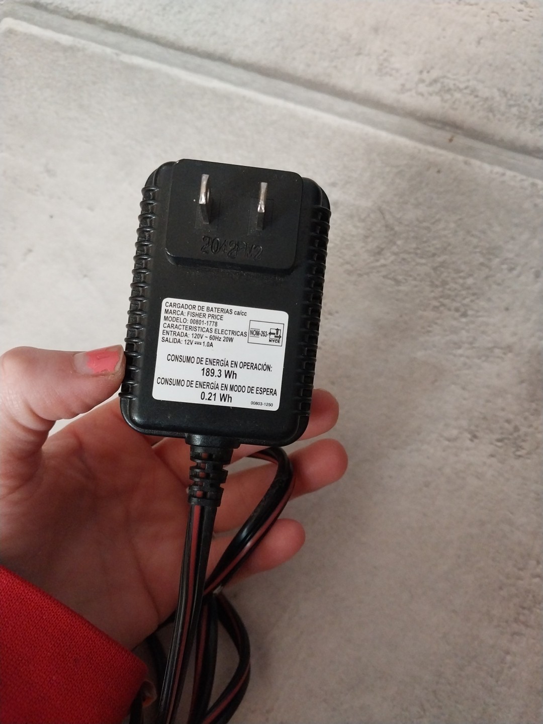 Fisher Price OEM Power Wheels 12V 1.0 AMP Battery Charger Wall Plug 00801-1781