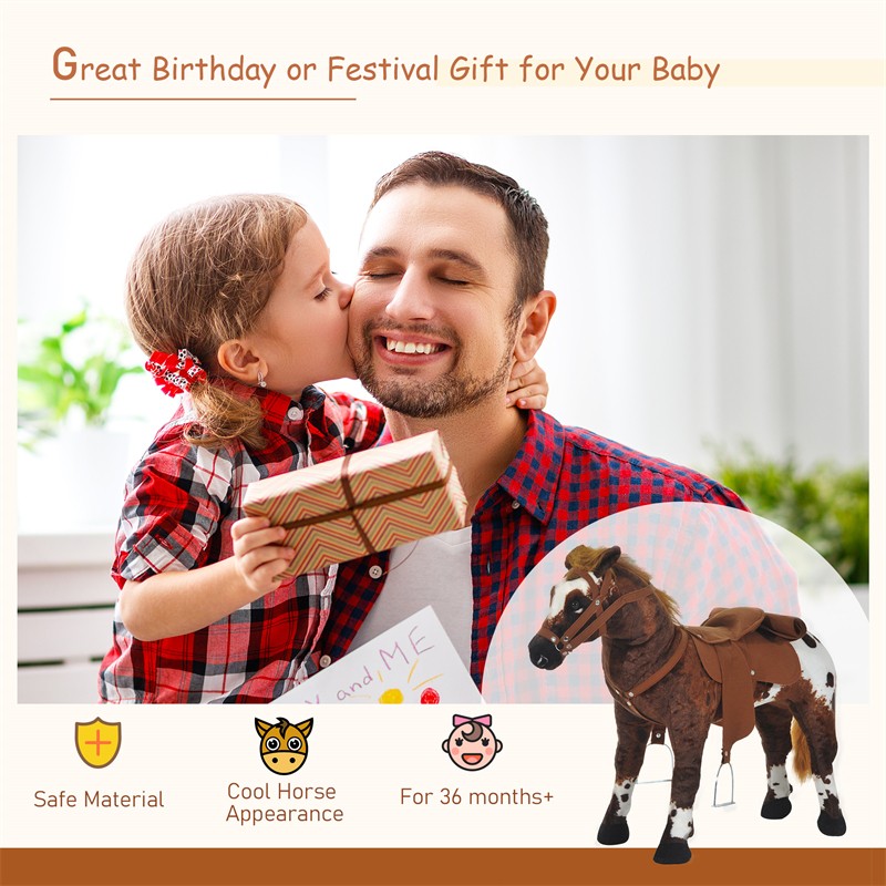 Ride On Horse for Toddlers 3-5 Animal Horse Kids Toy w/ Padding & Sound Making