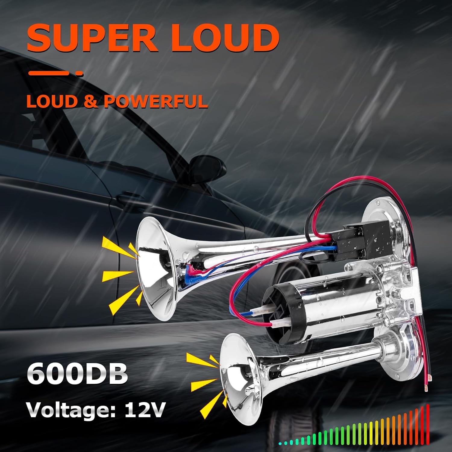 FILTERUP 12V 600DB Upgraded Air Horn Dual Trumpets, Super Loud Train Electric…