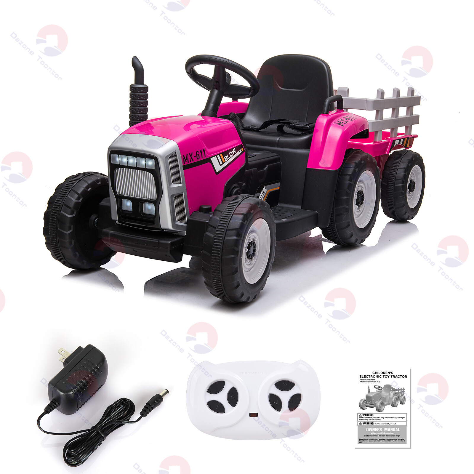 12V Kids Ride On Car Electric Tractor Rechargeable Toy Car w/ Trailer Remote USA
