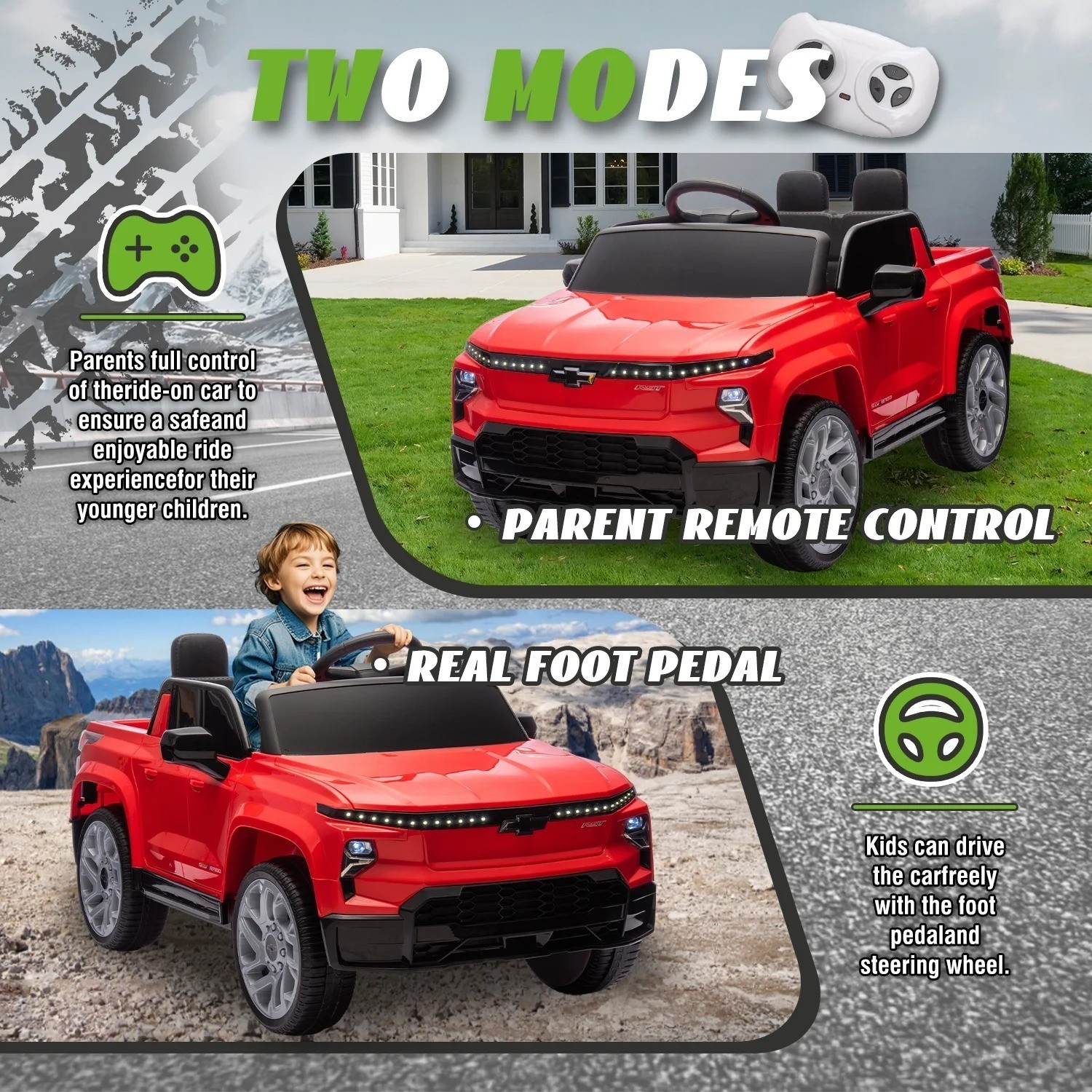 Licensed Chevrolet Silverado Ride On Electric Truck Battery Power Cars for Kids