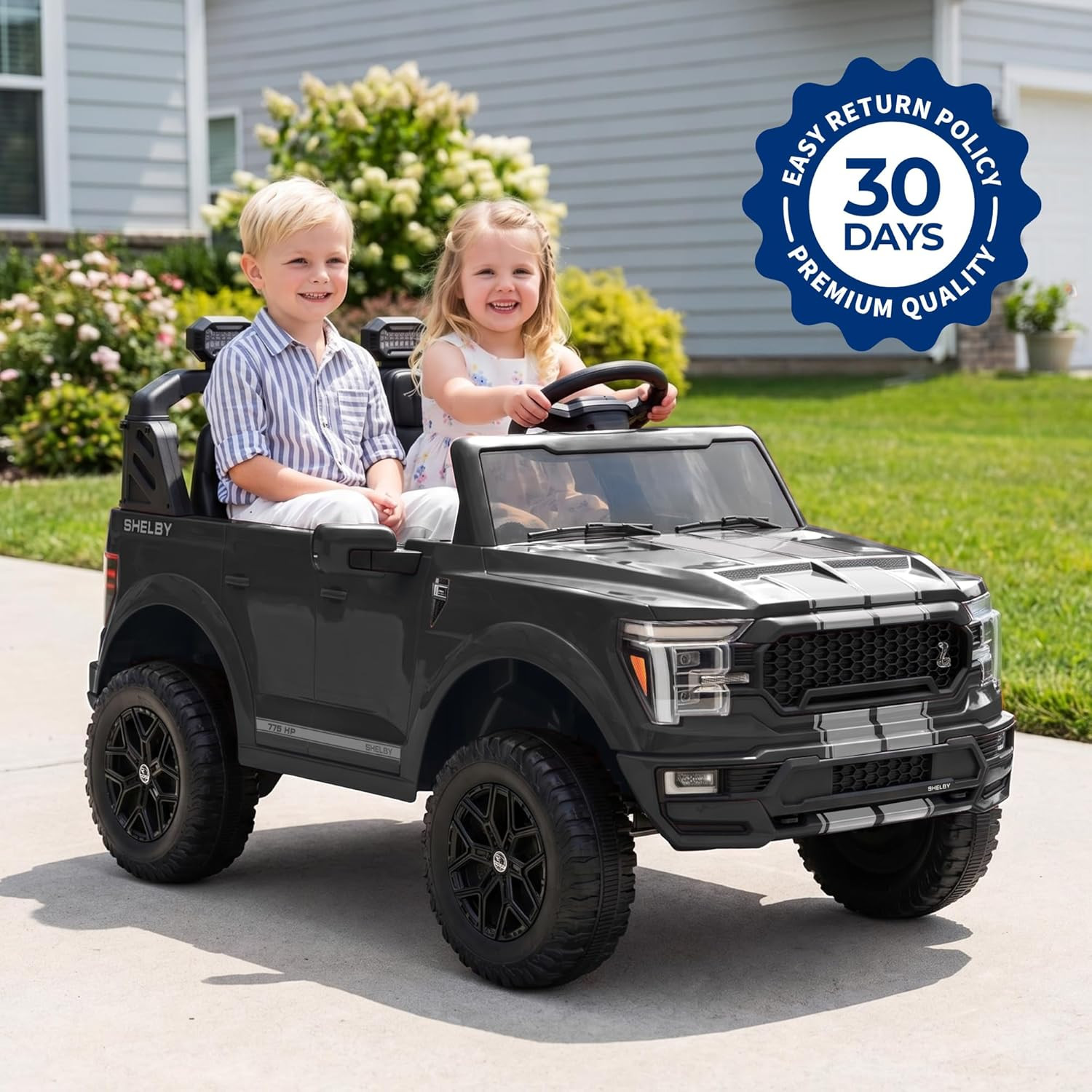 Hikiddo Licensed Ford Shelby F-150 2 Seater Ride on Car for Kids, 24V Electric C