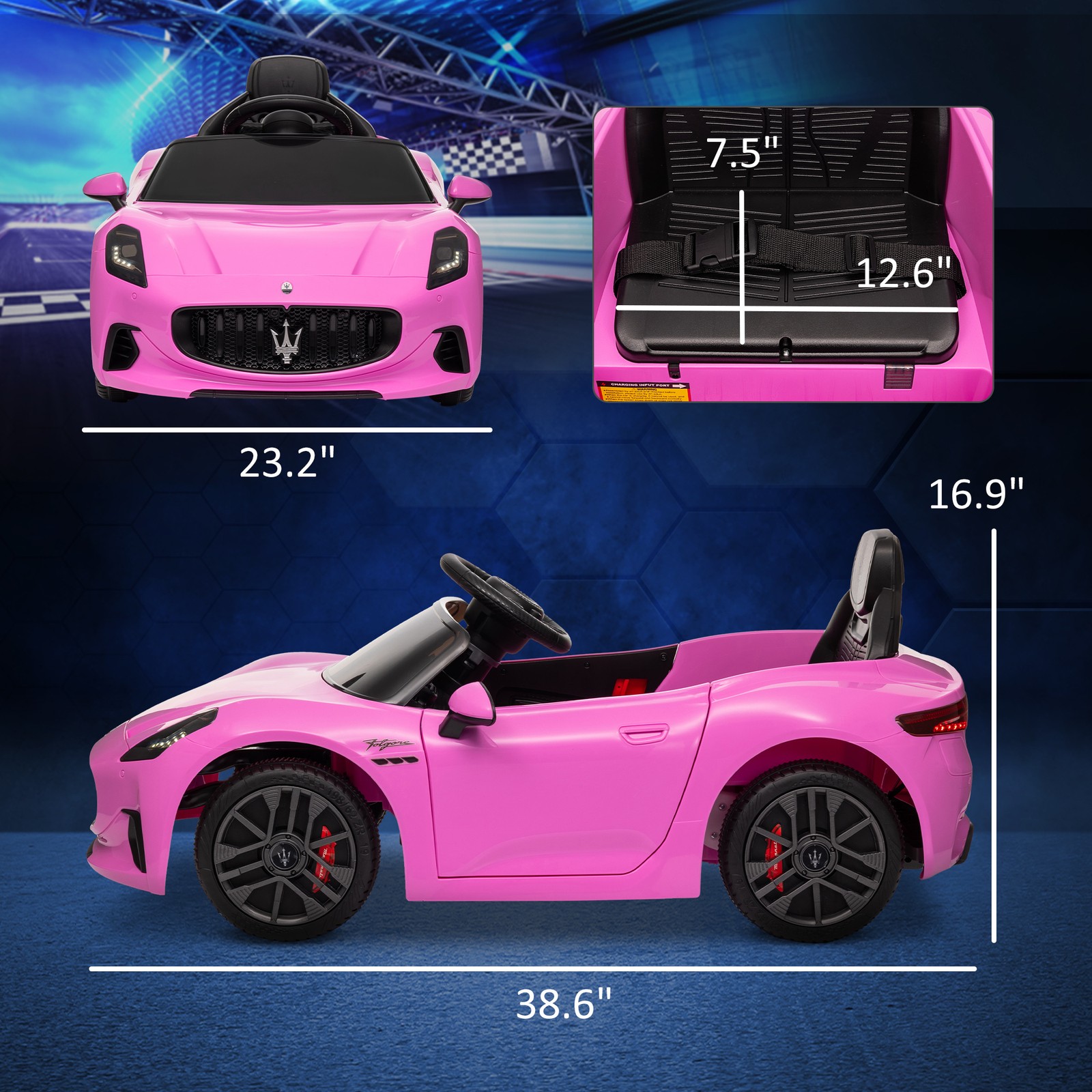 12V Kids Electric Car Licensed with Auxiliary Wheel, Remote, Pink