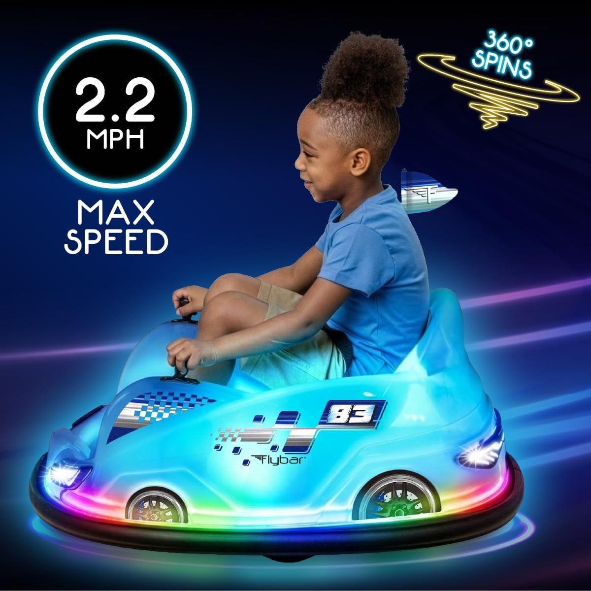 12V Glow Bumper Car Ride on Toy – Indoor/Outdoor Toys, Toddler Toys, Bumper Cars