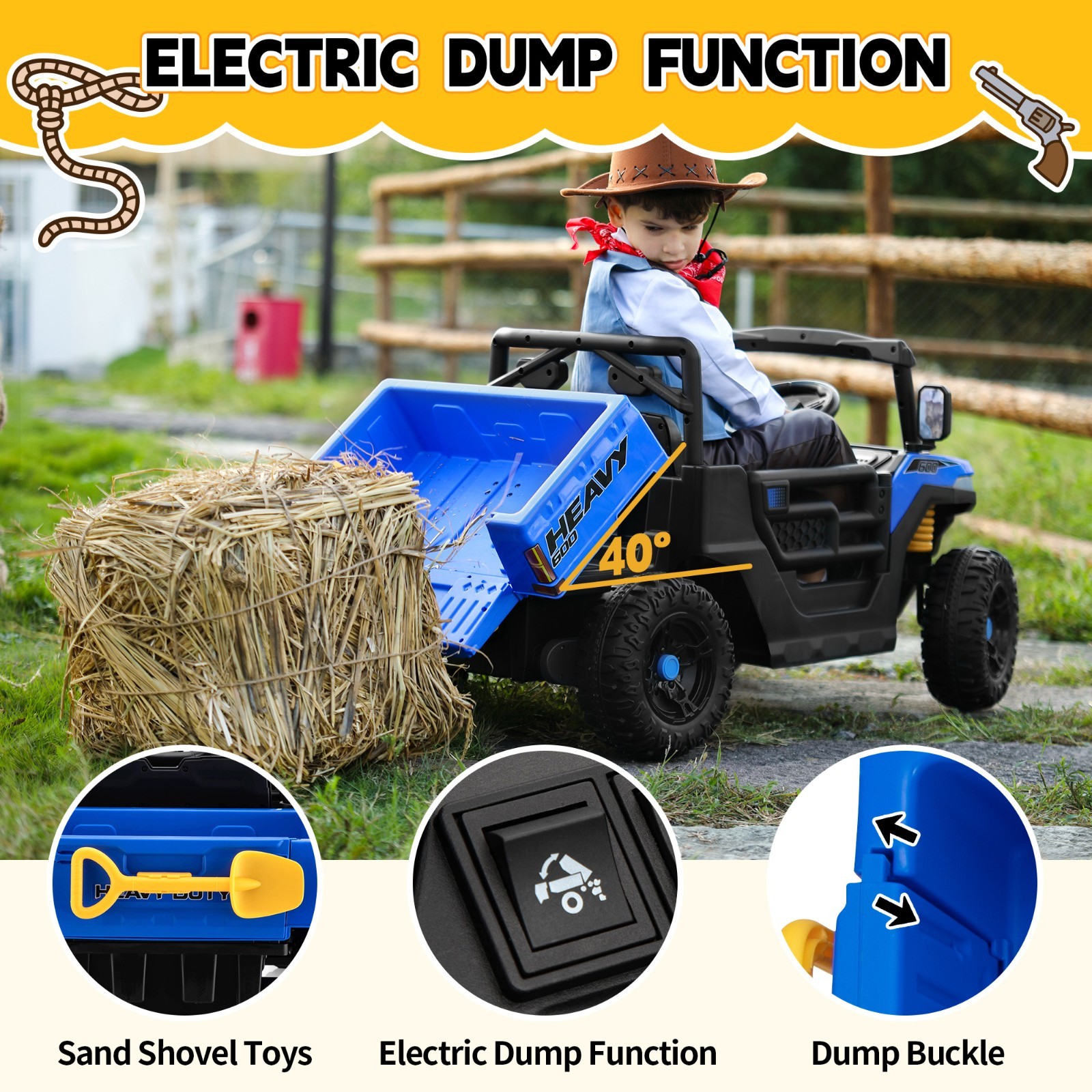 12V Kids Ride On Dump Truck Electric Construction Vehicle with Remote Control