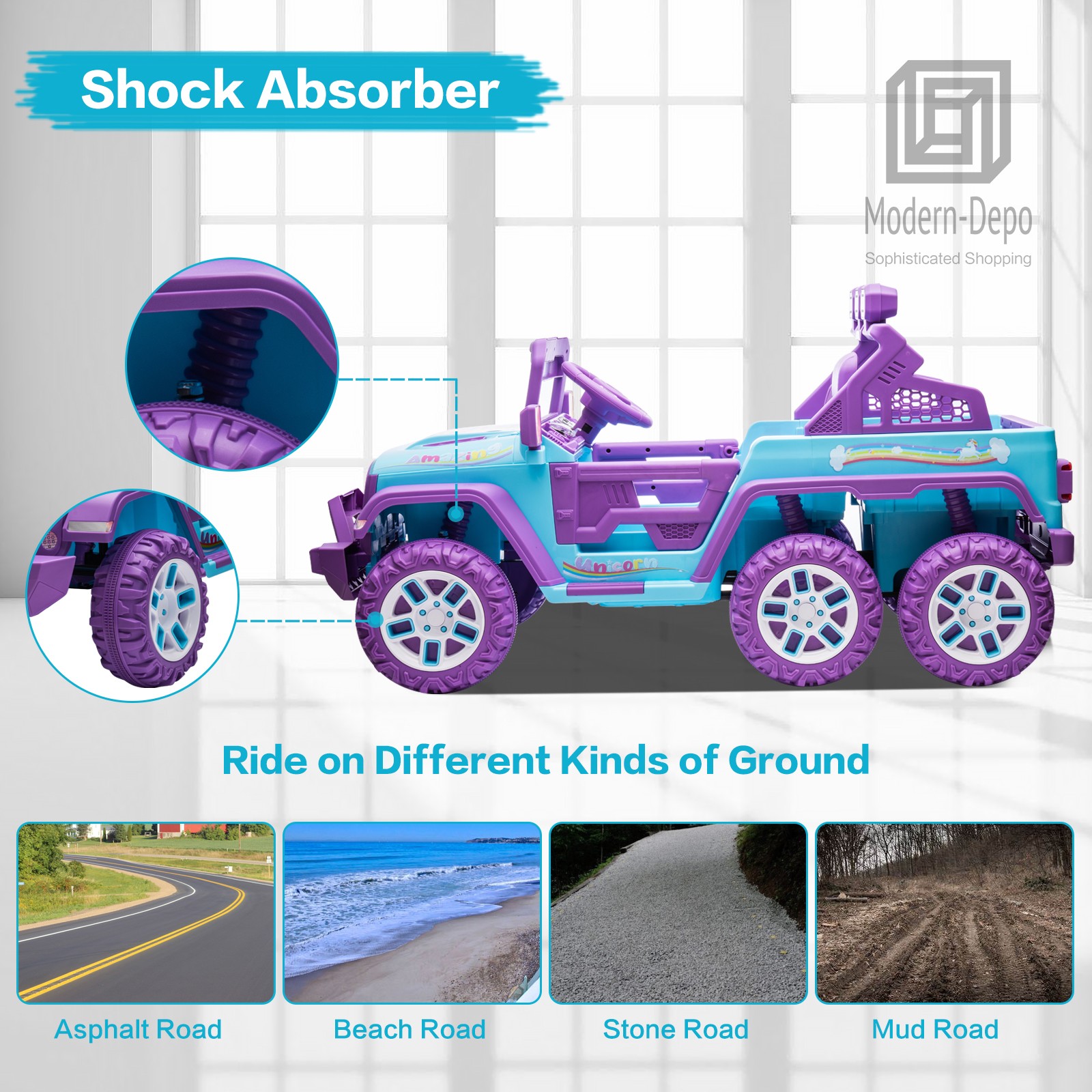 12V Kids Ride On Car Electric Truck w/ Remote Control DIY Stickers 6 Wheels Toy