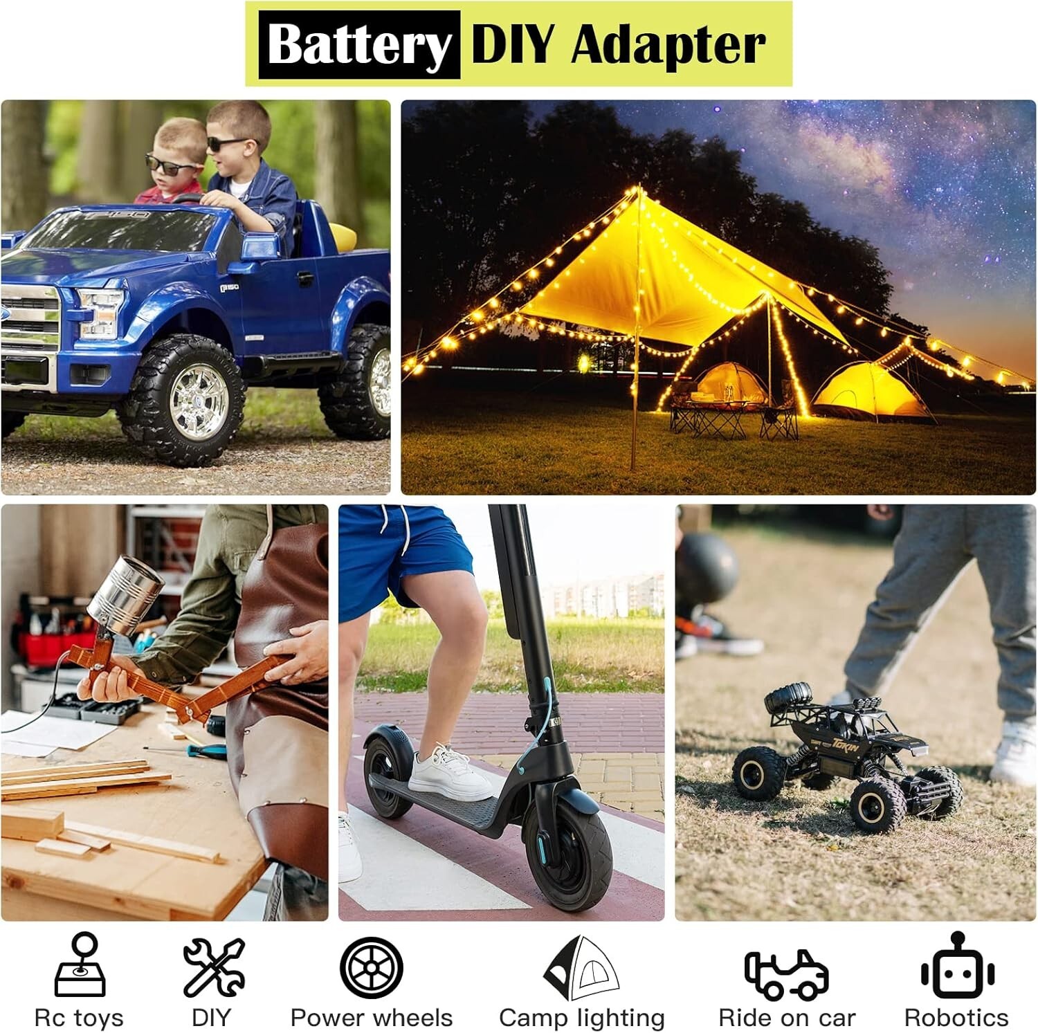 Durable ABS 2-Pack Ryobi 18V Battery Adapter – Perfect for DIY Projects and Toys