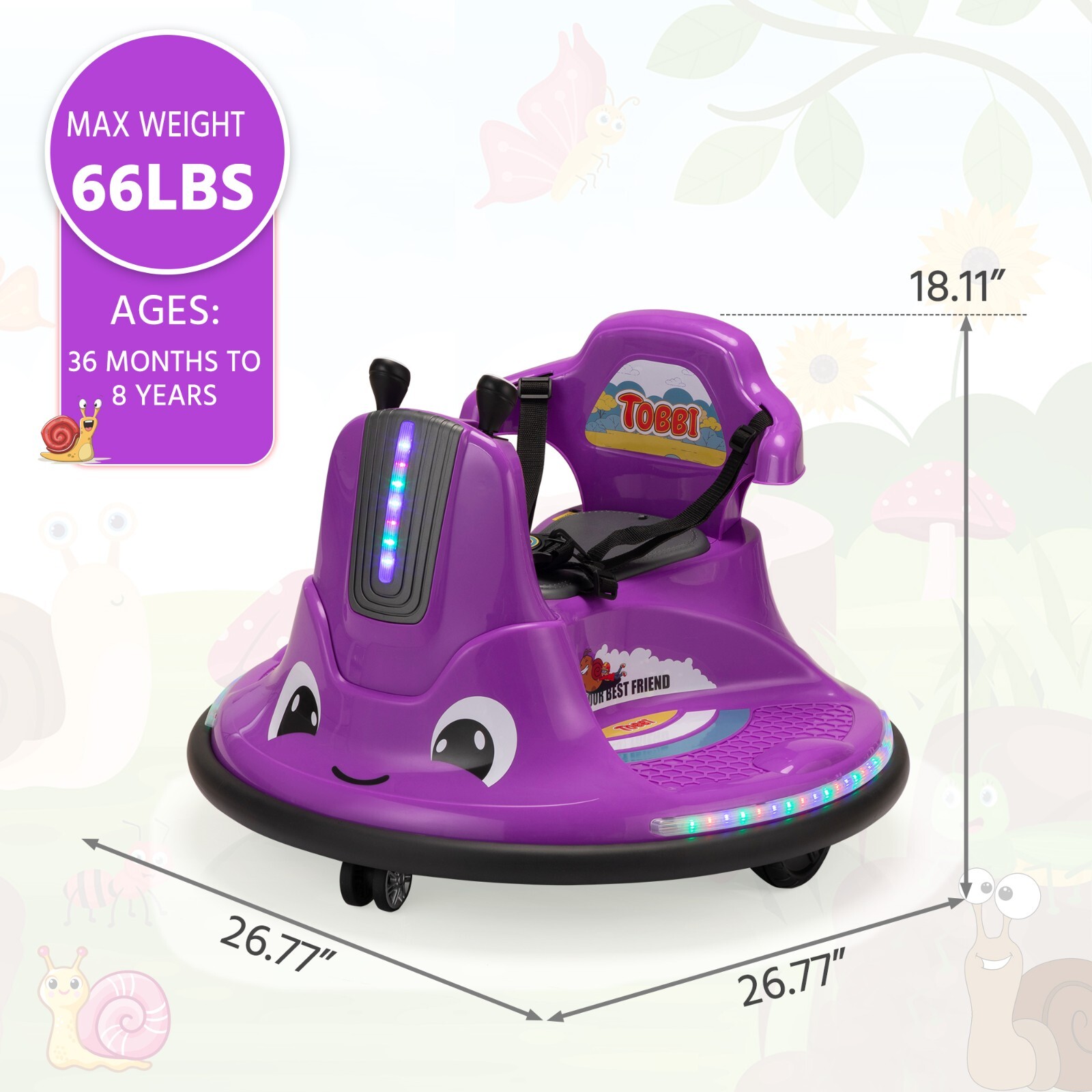 TOBBI Snail Bumper Car 12v Electric Ride on Toy Battery Powered Electric Vehicle