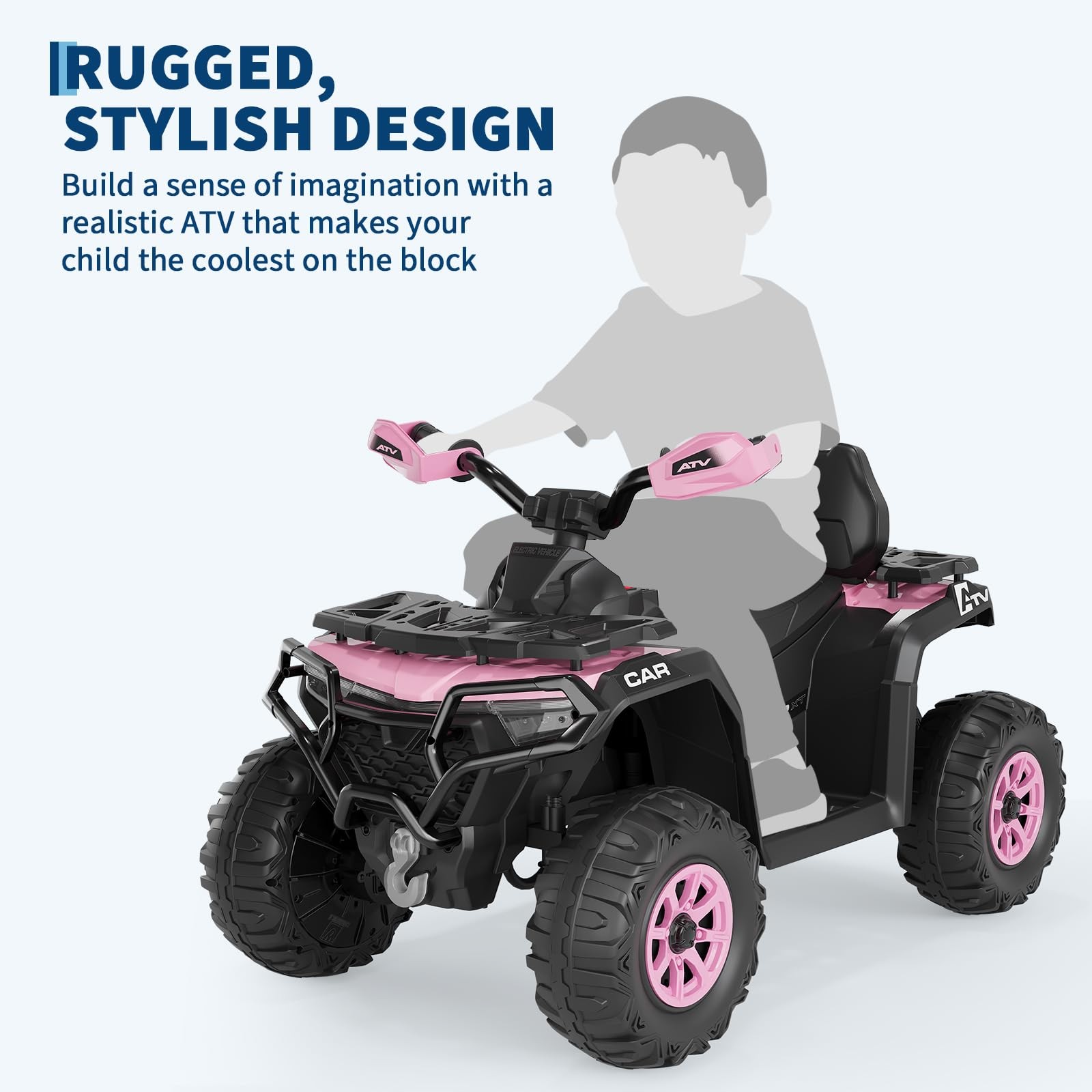 12V Kids Ride on Toy 4 Wheeler Quad Car 2x35W Bluetooth 4-6mph w/ Low&High Speed