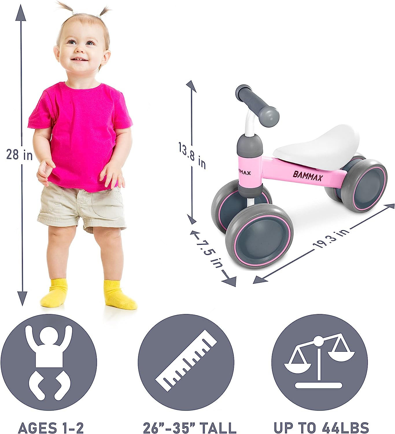 Tykebike® Baby Balance Bike | Ride-On Toy for Toddlers 1-2 Years – Lightweight