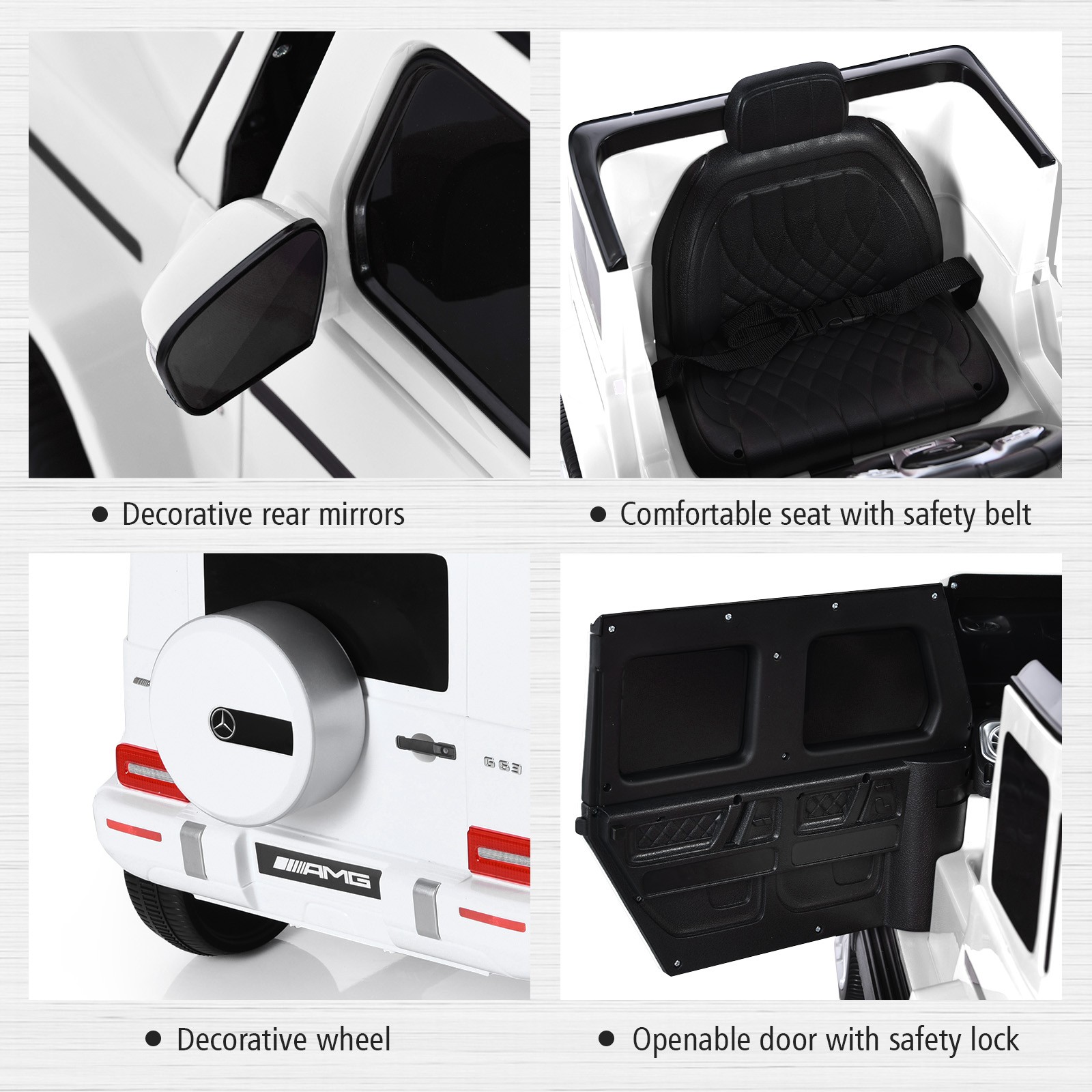 12V Kids Ride On Car Licensed Mercedes-Benz G63 w/Music & Remote Control White