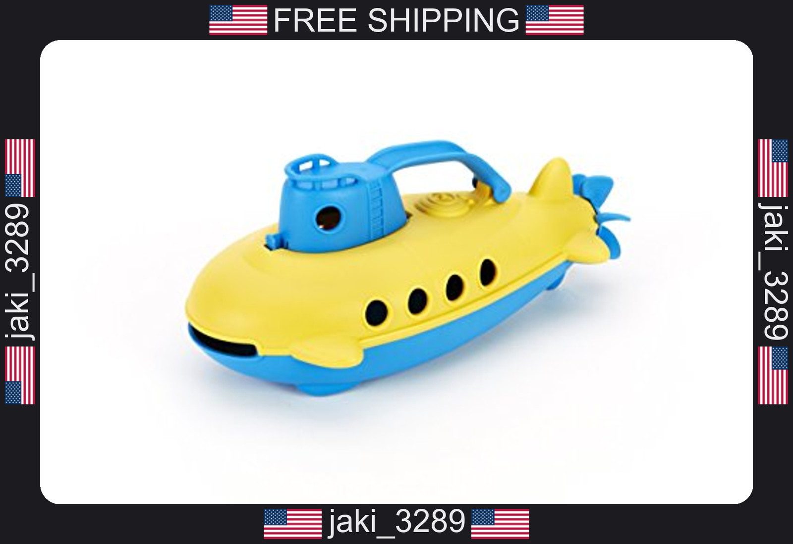 Green Toys Submarine, Blue/Yellow – Pretend Play, Motor Skills, Kids Bath Toy