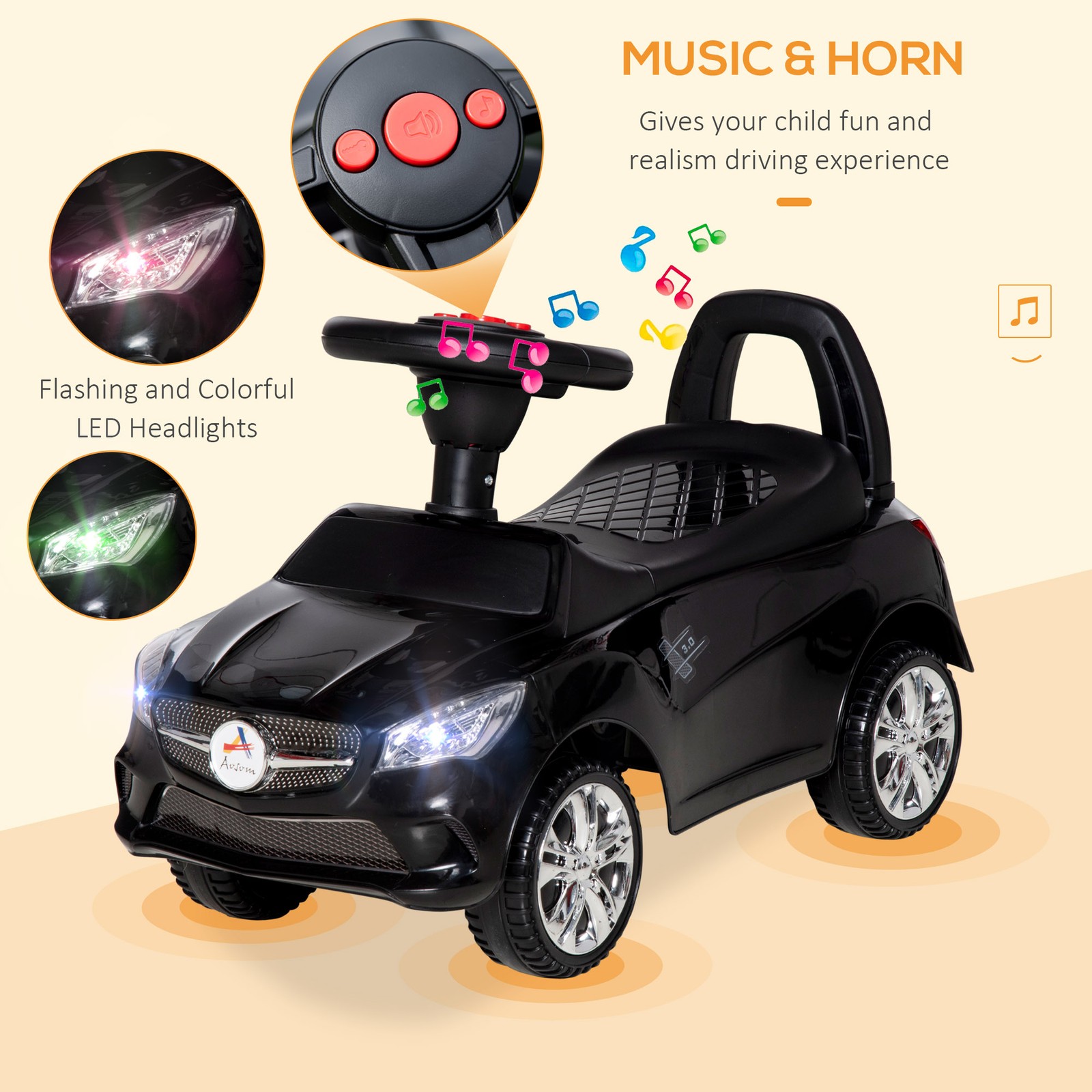 Ride on Sliding Car Baby Ride On Horn Music Working Lights Storage Refurbished