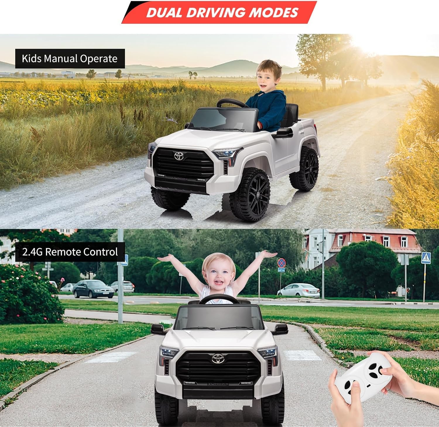 Kids 12V Ride On Truck,Off-Road Pickup w/ 2.4G RC,Electric Cars Toy for Boy Girl