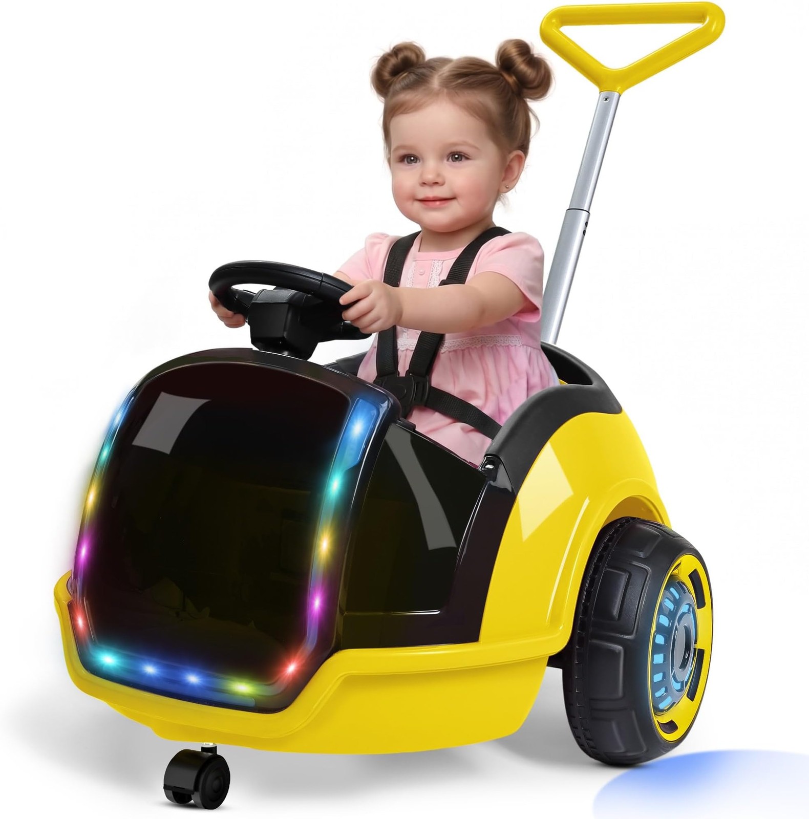 ANPABO 3-in-1 Electric Push Ride On Car, 12V Kids Ride On Toy w/Remote Contro…