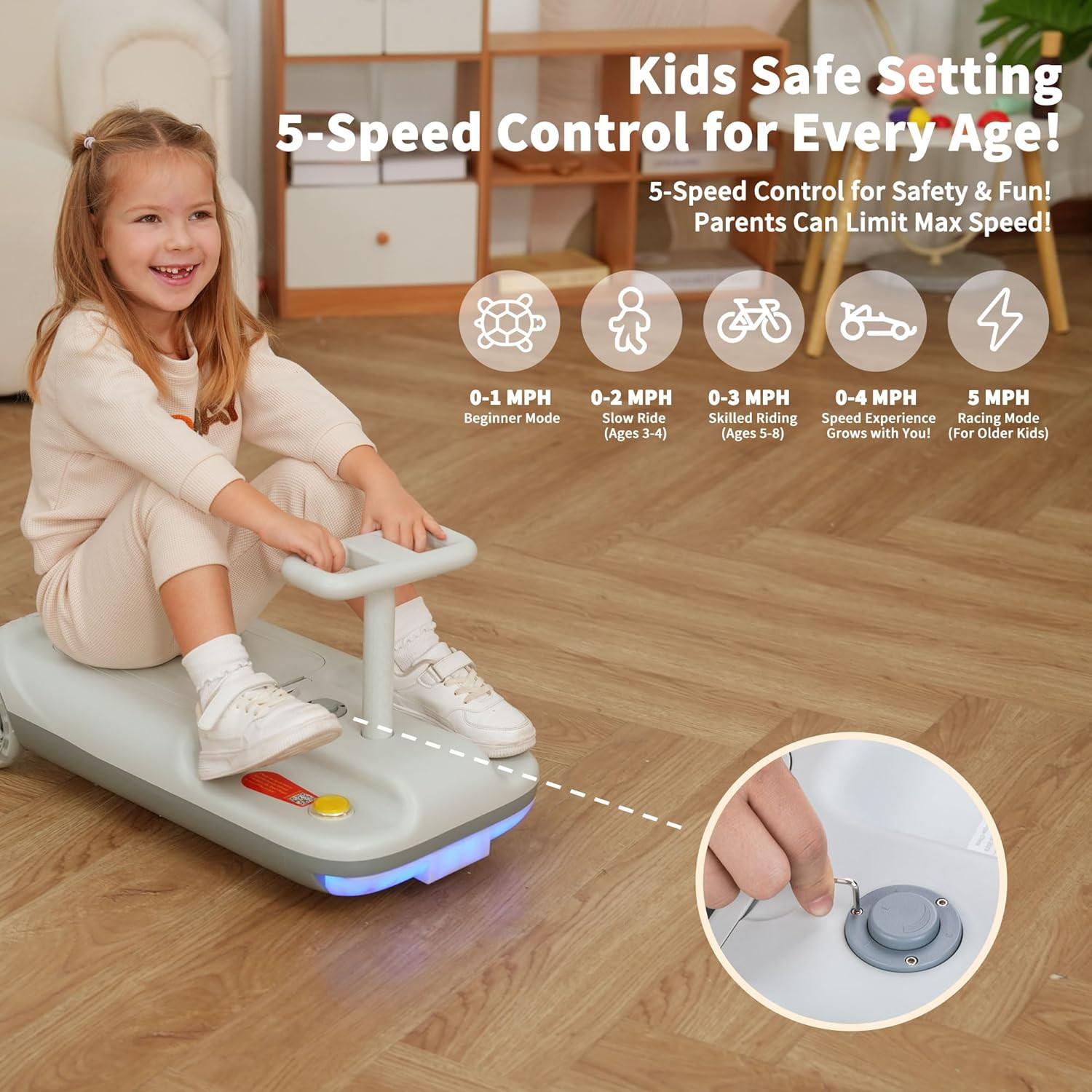 Kids Clean Car Ride-On Go Kart with Detachable Mop, Cleaning Fun 3-In-1 Electric