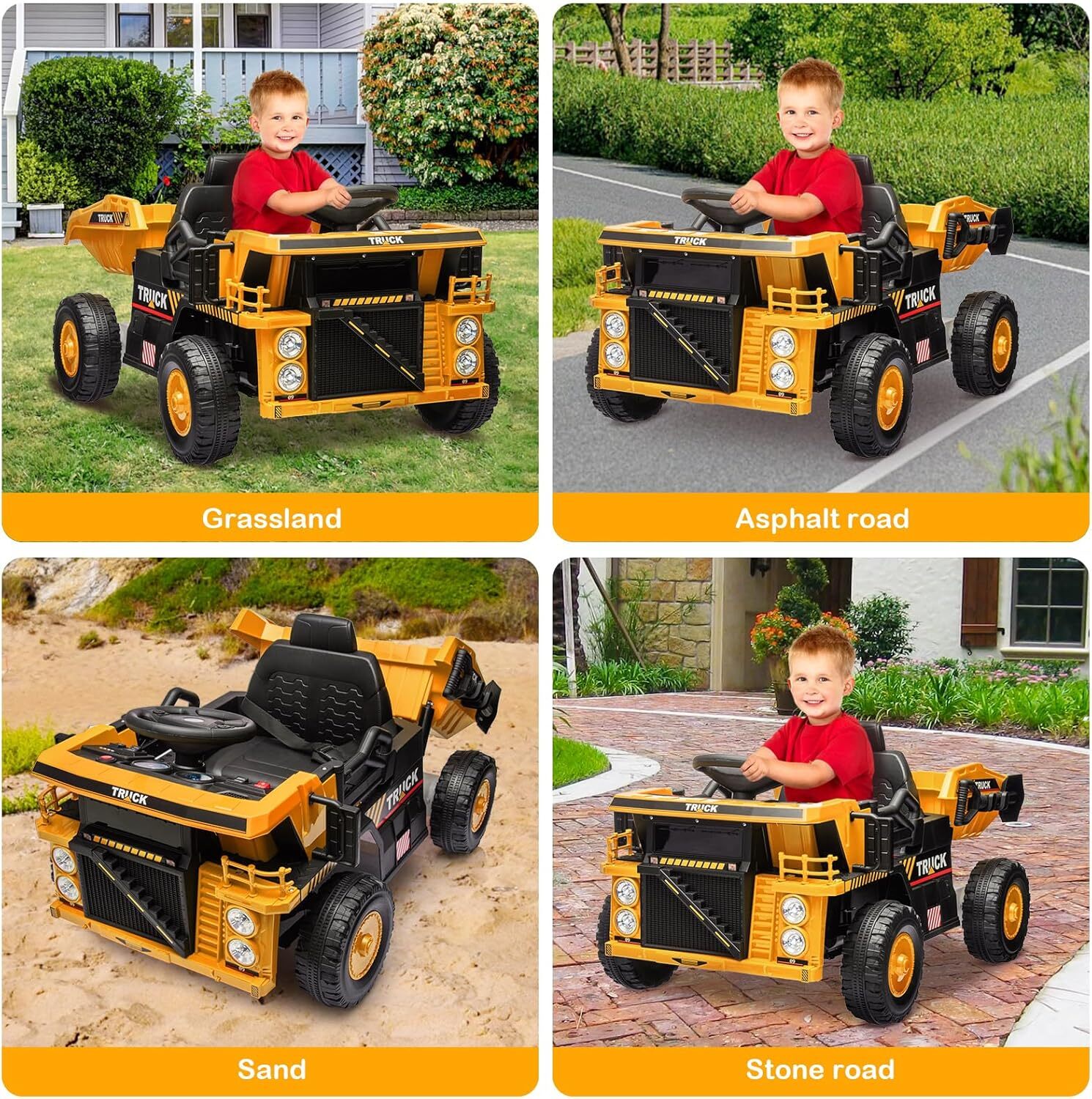 12V Kids Ride On Dump Truck, Electric Construction Vehicle With Remote Control