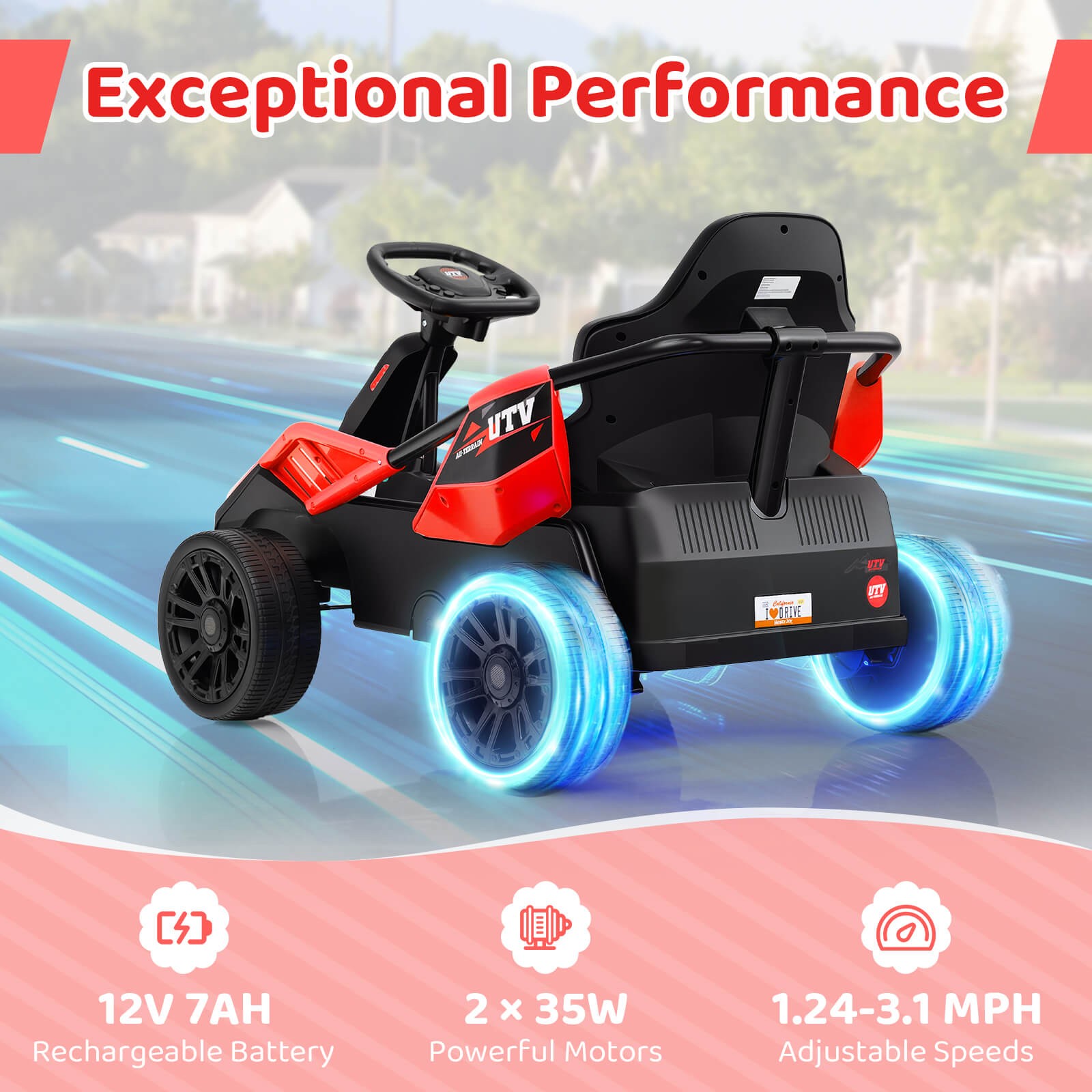 Ride on Car for Big Kids 12V Battery Powered Electric UTV w/Remote Control Red
