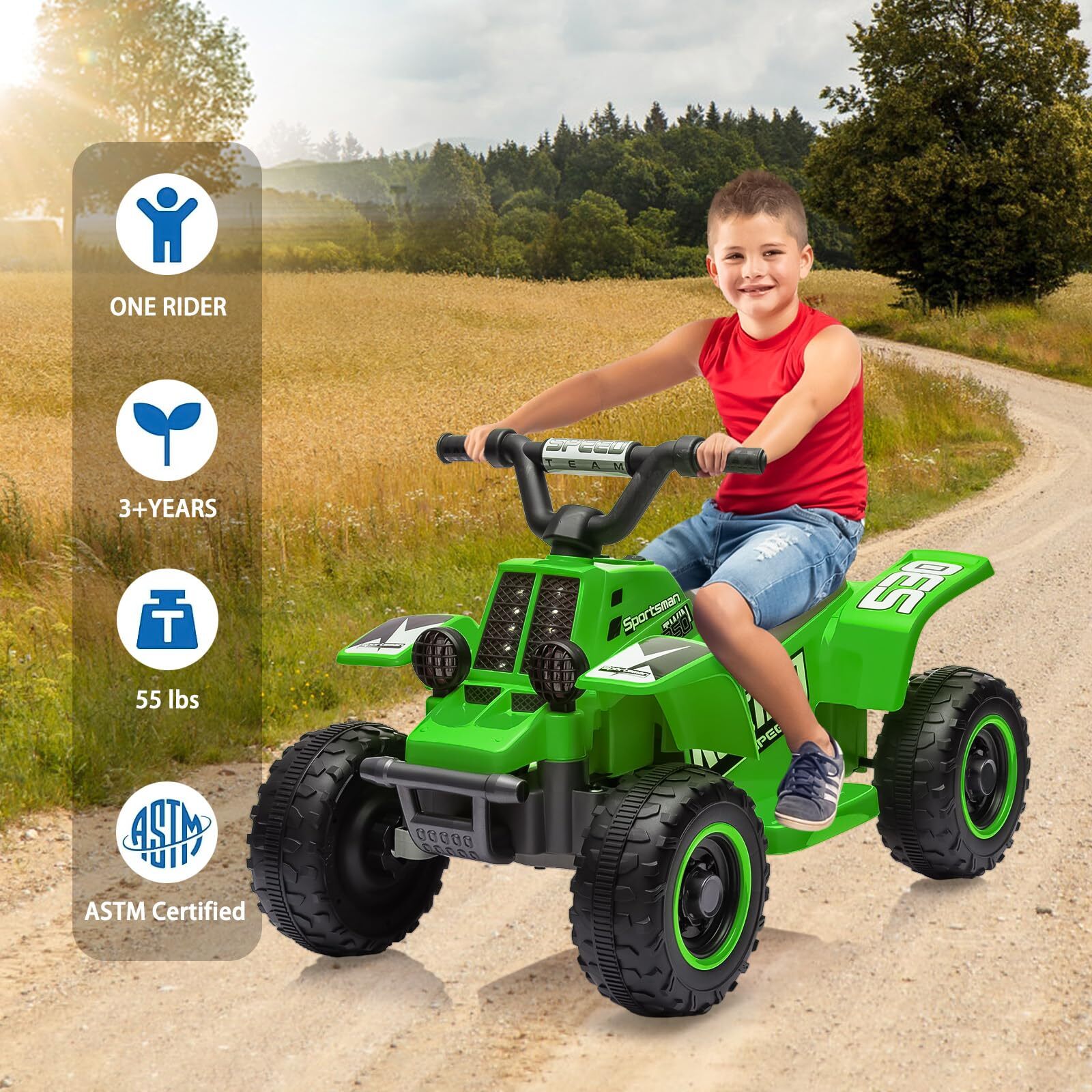 6V Kids ATV 4-Wheeler Ride On Car Electric Motorized Quad Battery Powered