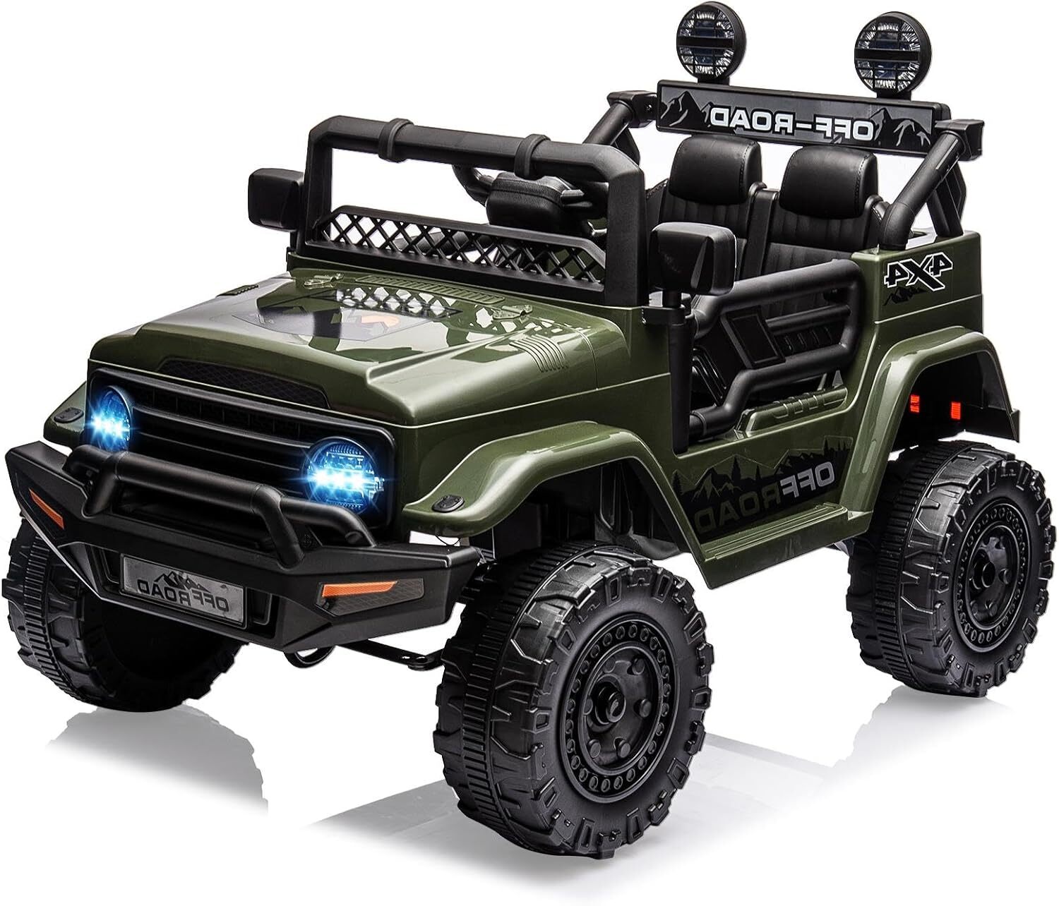 Ride On Car Truck w/Remote Control & Spring Suspension for Kid 3-8 Years Green