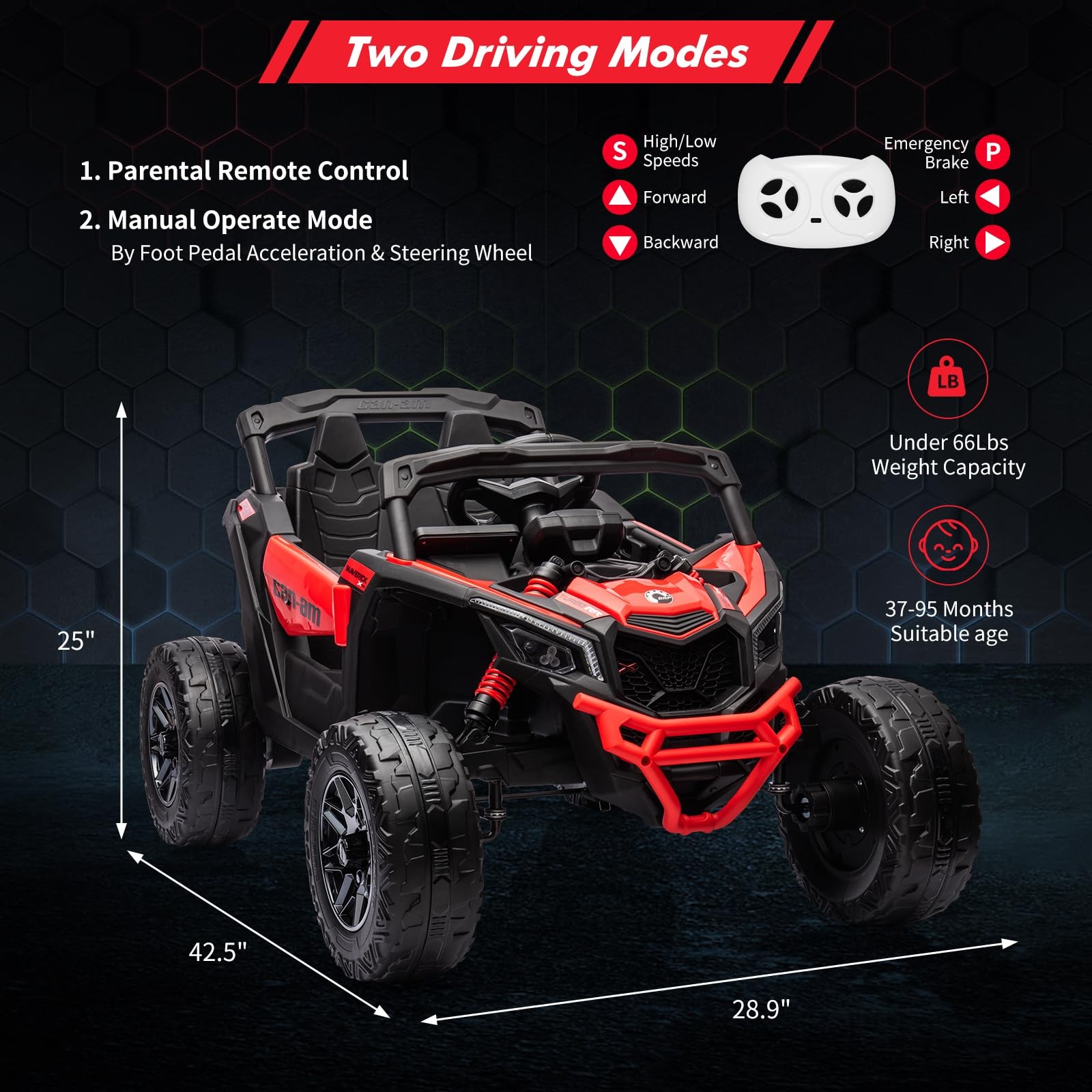 Hetoy 12V 7AH Kids Ride On Car Electric Off-Road UTV Boy Girl Gifts w/ Remote