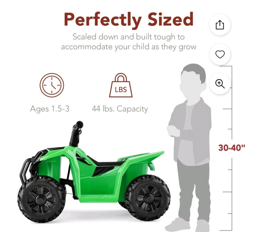 Kids Battery Powered Ride-On ATV Quad 4-Wheeler Green Ages