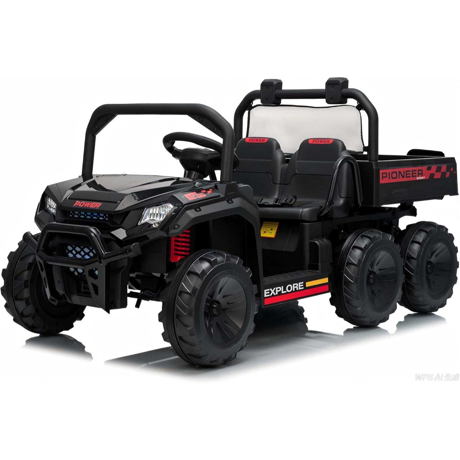 2 Seater 24V Electric Dump Truck, 4WD Kids Ride On Car with Remote & Dump Bed
