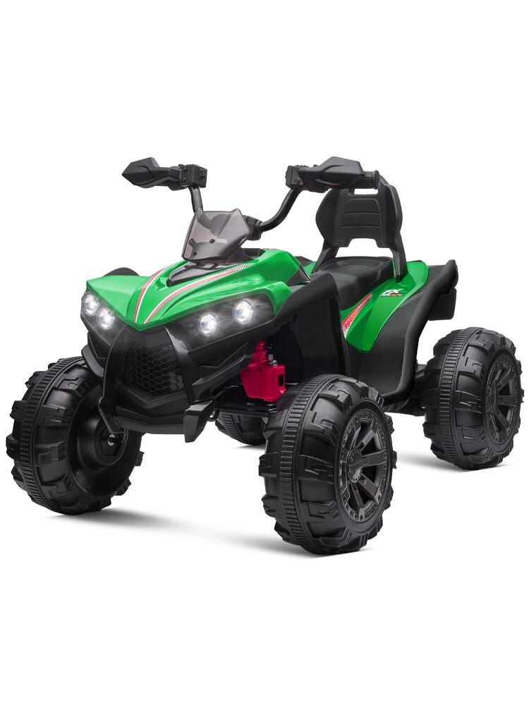 ZEOPHOL 12V Kids Ride-On Electric ATV Off-Road Quad Car Toy 2 Speeds LED Green