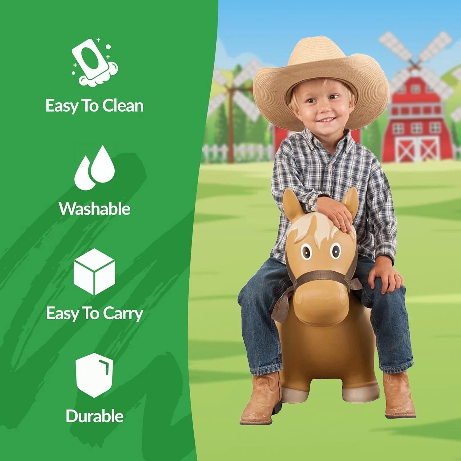 Safe & Fun Lil’ Bucker Bouncy Horse – Ride-On Rodeo Toy for Toddlers, Ages 18M+