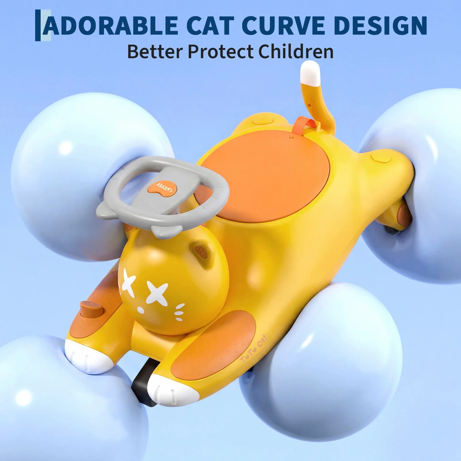 Cartoon Cat 12V Kids Wiggle Ride On Car Battery Pedal Operated Indoor Outdoor US