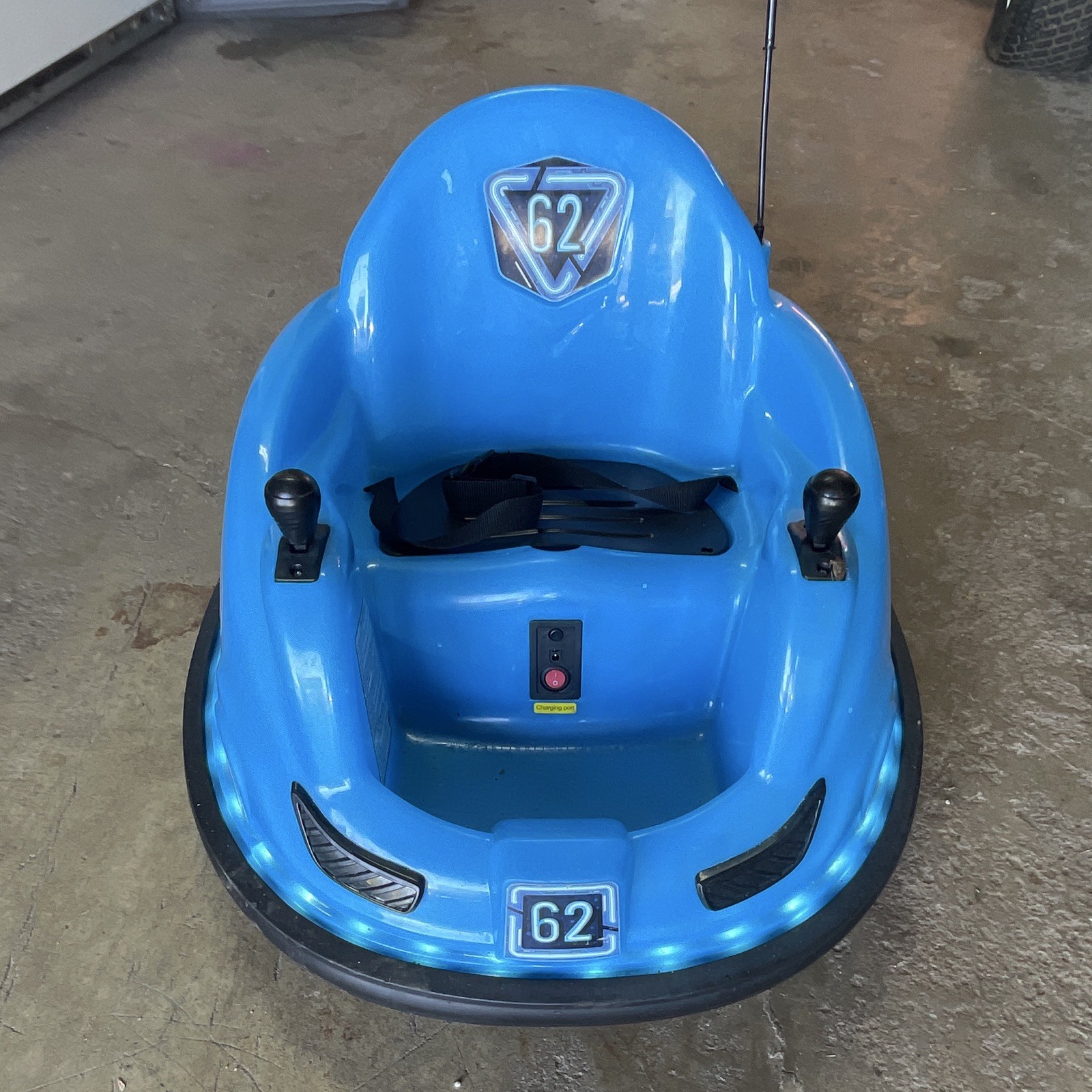 Flybar Blue Battery Operated Ride-On Bumper Car, Dual Joysticks, Seat Belt 62
