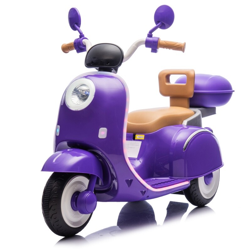 12V Kids Ride On Three-Wheel Electric Motorcycle W/Bluetooth Music For 3-6 Years