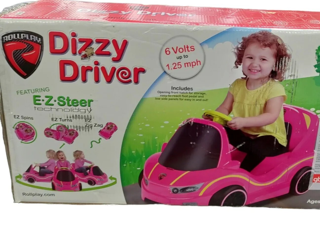 Rollplay Dizzy Driver 6-Volt Battery Operated Ride-On Power Wheel Car Pink Age 1