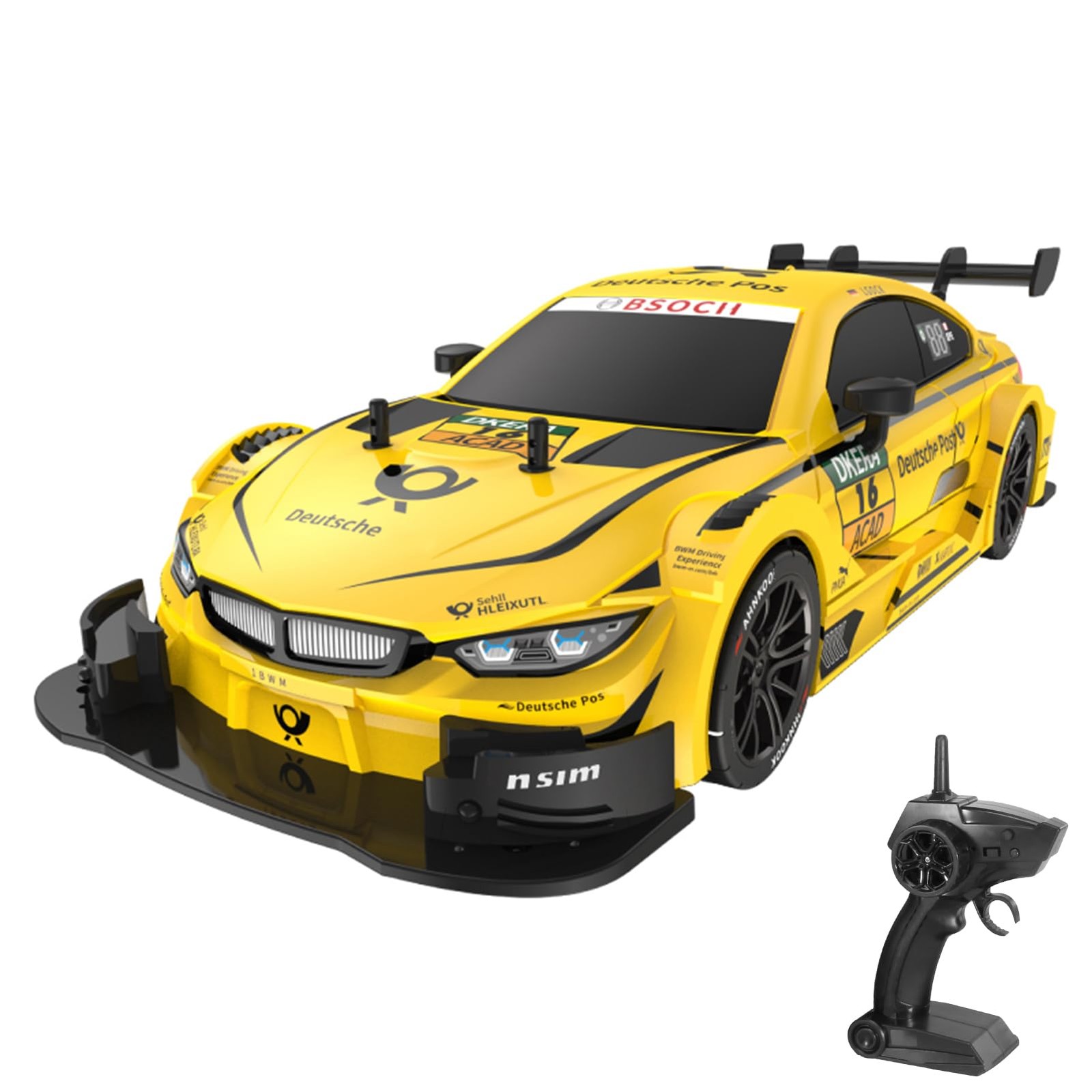 Yellow Four Wheel Drive Remote Control Car With Drifting Tires And Long Batte…